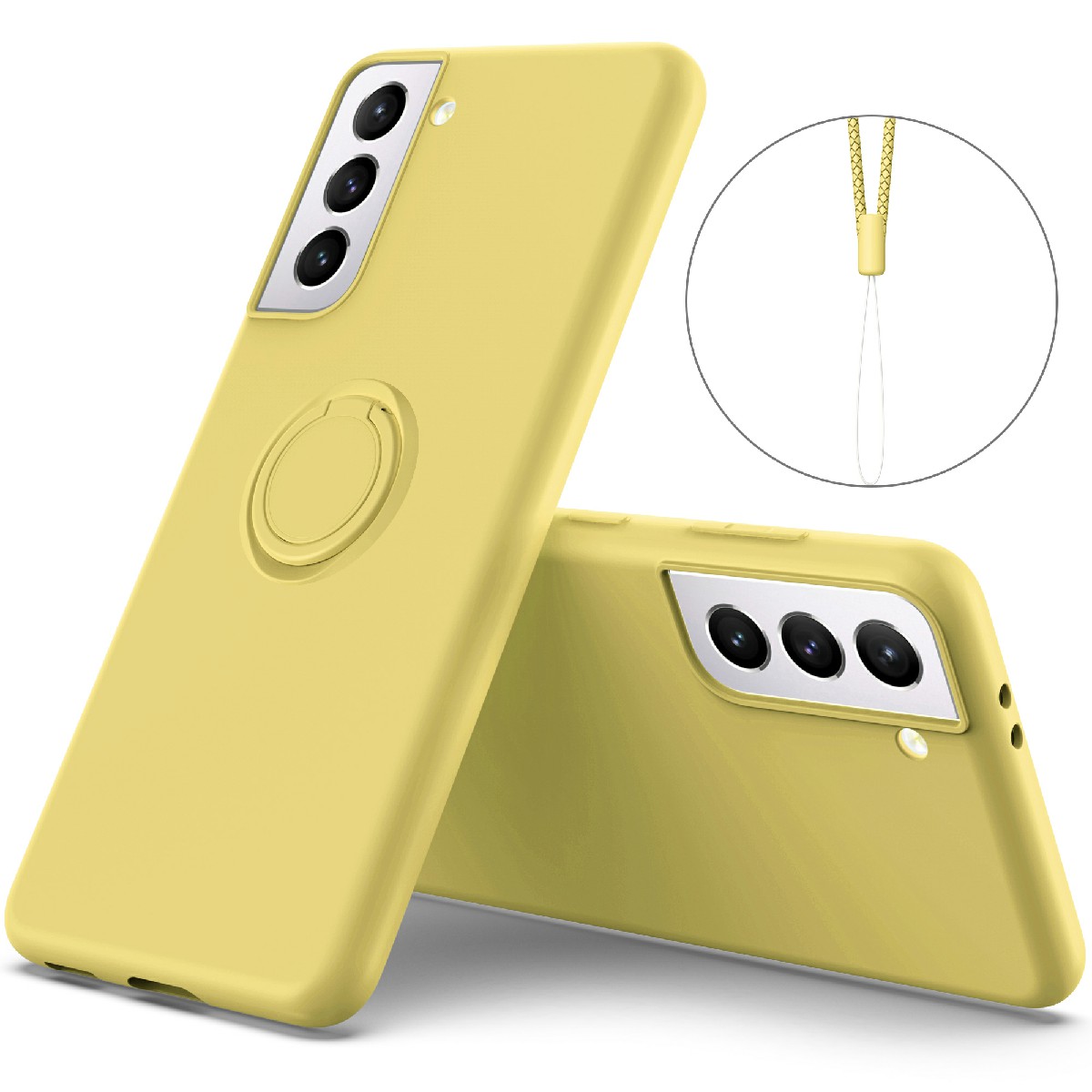 Solid Color Liquid Silicone Phone Protective Shell with Strap and Kickstand for Samsung Galaxy S21 5G/4G - Yellow, Galaxy S21 5G
Solid Color Liquid Silicone Phone Protective Shell with Strap and Kickstand for Samsung Galaxy S21 5G/4G - Yellow, Galaxy S21 5G