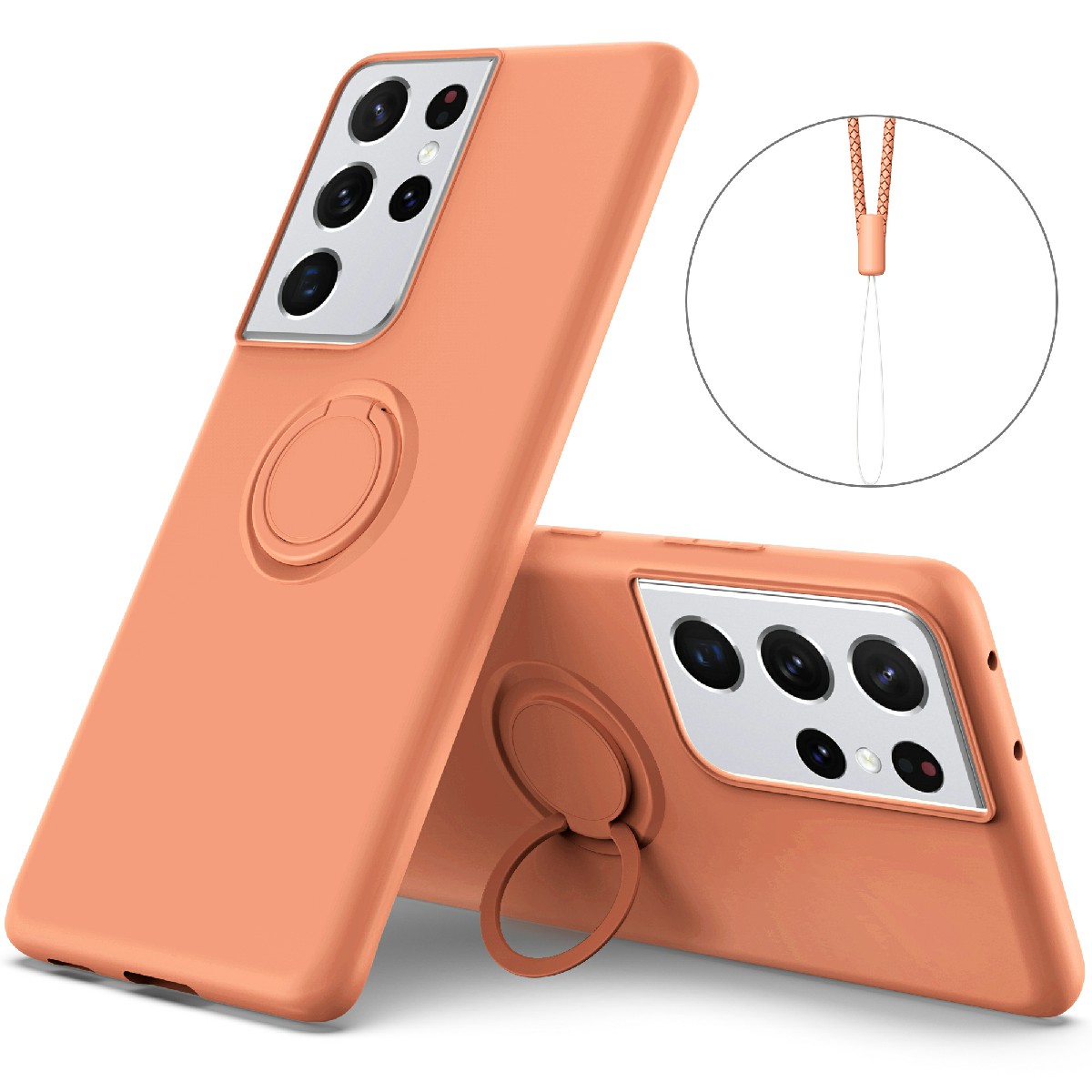 Ring Kickstand Design Soft Liquid Silicone Phone Protective Shell with Strap for Samsung Galaxy S21 Ultra 5G - Orange, Galaxy S21 Ultra 5G
Ring Kickstand Design Soft Liquid Silicone Phone Protective Shell with Strap for Samsung Galaxy S21 Ultra 5G - Orange, Galaxy S21 Ultra 5G