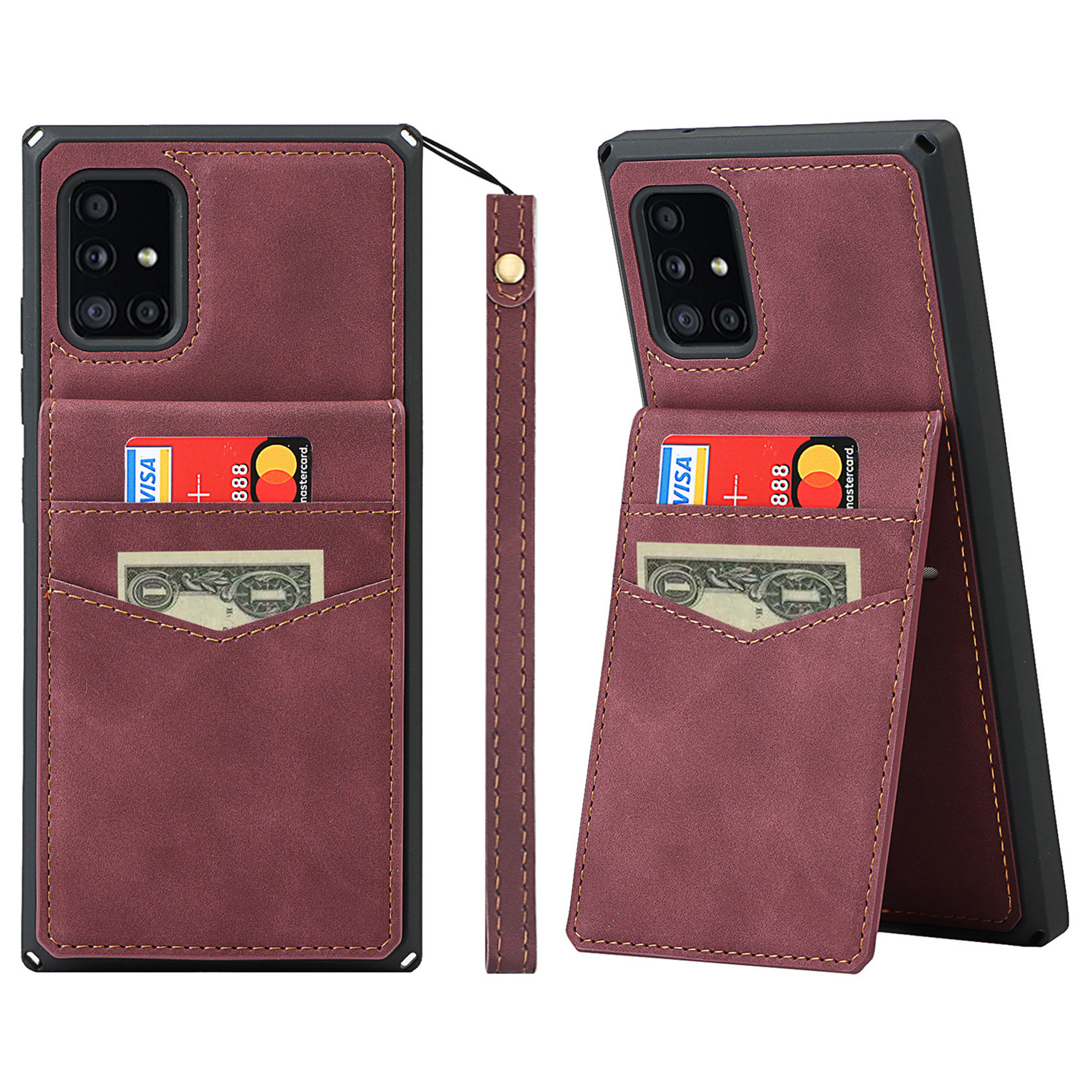 Skin-touch PU Leather Coated TPU Vertical Flip Phone Case with Strap for Samsung Galaxy A51 5G - Wine Red, Galaxy A51 5G
Skin-touch PU Leather Coated TPU Vertical Flip Phone Case with Strap for Samsung Galaxy A51 5G - Wine Red, Galaxy A51 5G