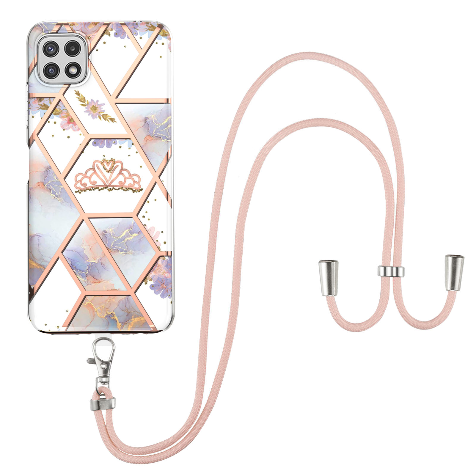 IMD IML Marble Flower Pattern Free-Twist TPU Phone Case with Lanyard for Samsung Galaxy A22 5G (US Version) - Crown, Galaxy A22 5G (US Version)
IMD IML Marble Flower Pattern Free-Twist TPU Phone Case with Lanyard for Samsung Galaxy A22 5G (US Version) - Crown, Galaxy A22 5G (US Version)