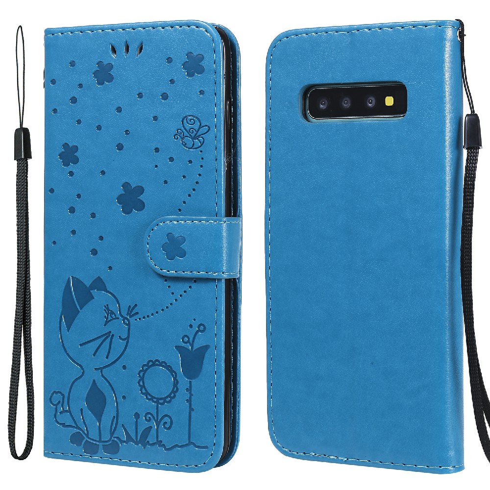 KT Imprinting Flower Series-4 Cat and Bee Pattern Imprinting Leather Drop-Resistant Wallet Case with Stand for Samsung Galaxy S10 Plus - Blue, Galaxy S10 Plus
KT Imprinting Flower Series-4 Cat and Bee Pattern Imprinting Leather Drop-Resistant Wallet Case with Stand for Samsung Galaxy S10 Plus - Blue, Galaxy S10 Plus