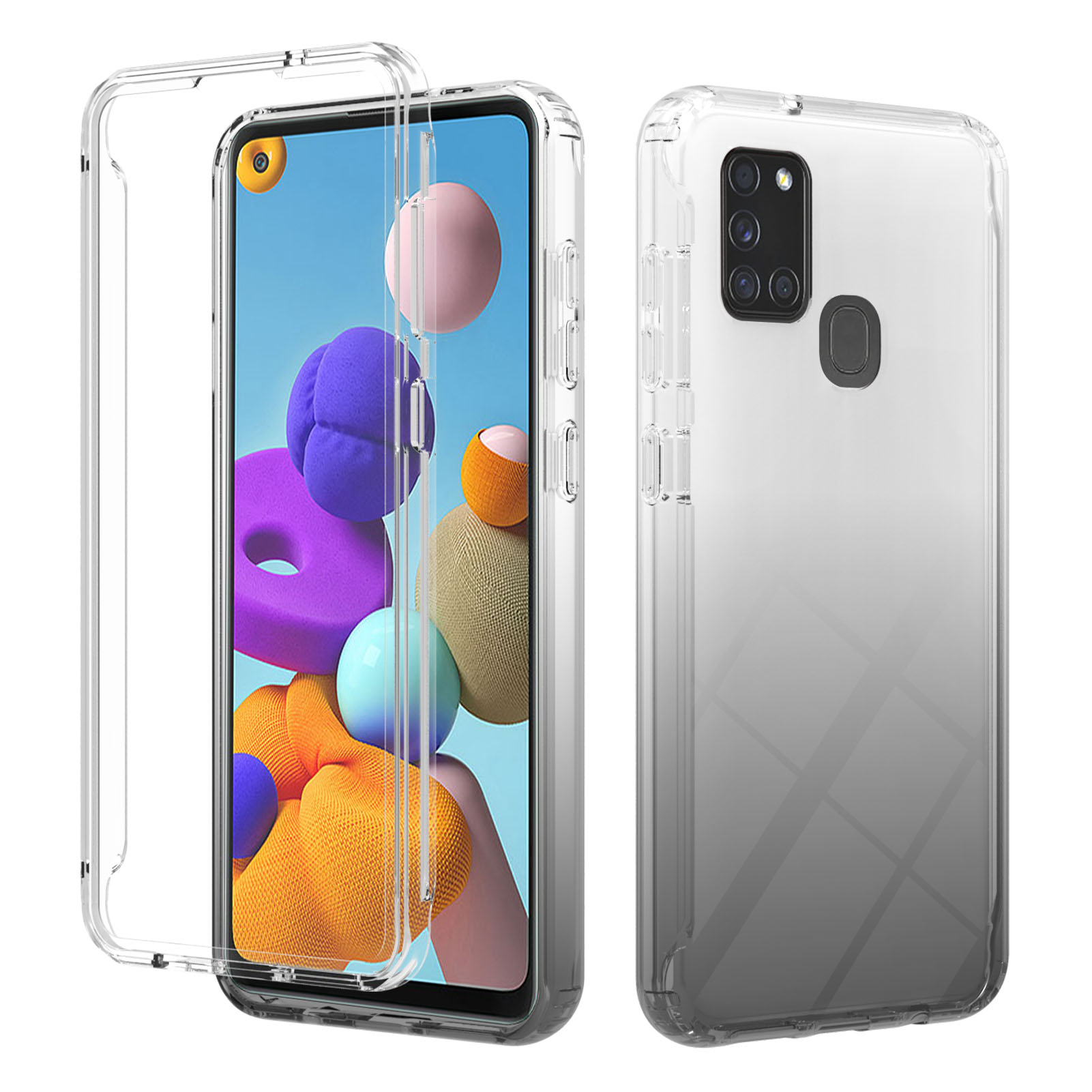 High Transparency Gradient Color Hard PC Bumper + TPU Back Cover Phone Case for Samsung Galaxy A21s - Gradient Black, Galaxy A21s
High Transparency Gradient Color Hard PC Bumper + TPU Back Cover Phone Case for Samsung Galaxy A21s - Gradient Black, Galaxy A21s