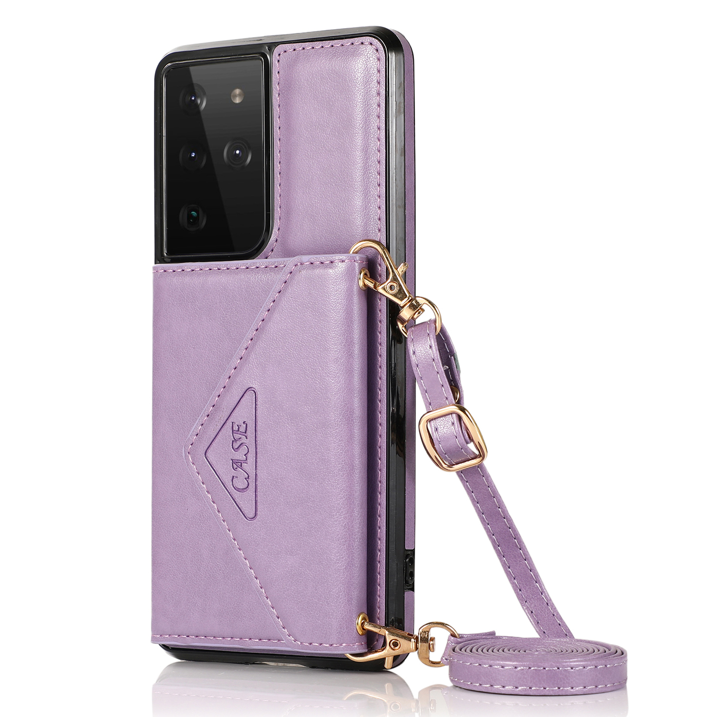 Magnetic Lock Closure PU Leather TPU+PC Wallet Shoulder Strap Phone Case with Kickstand for Samsung Galaxy S21 Ultra 5G - Light Purple, Galaxy S21 Ultra 5G
Magnetic Lock Closure PU Leather TPU+PC Wallet Shoulder Strap Phone Case with Kickstand for Samsung Galaxy S21 Ultra 5G - Light Purple, Galaxy S21 Ultra 5G