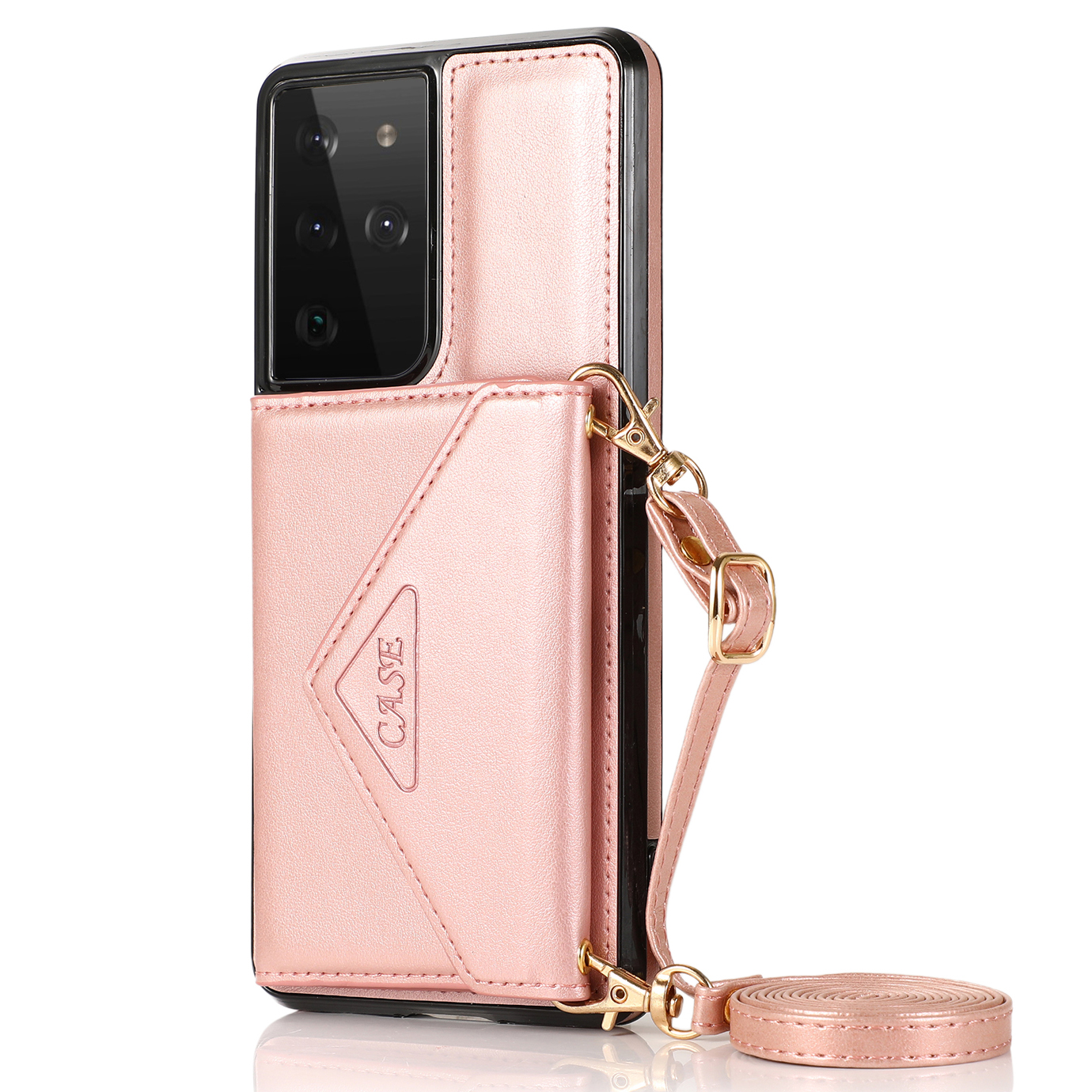 Magnetic Lock Closure PU Leather TPU+PC Wallet Shoulder Strap Phone Case with Kickstand for Samsung Galaxy S21 Ultra 5G - Rose Gold, Galaxy S21 Ultra 5G
Magnetic Lock Closure PU Leather TPU+PC Wallet Shoulder Strap Phone Case with Kickstand for Samsung Galaxy S21 Ultra 5G - Rose Gold, Galaxy S21 Ultra 5G