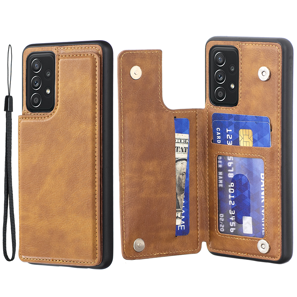 Classic Texture Card Holder Wallet Design Wrist Strap Leather Phone Case Cover with Kickstand for Samsung Galaxy A52 4G/5G/A52s 5G - Brown, Galaxy A52 5G
Classic Texture Card Holder Wallet Design Wrist Strap Leather Phone Case Cover with Kickstand for Samsung Galaxy A52 4G/5G/A52s 5G - Brown, Galaxy A52 5G