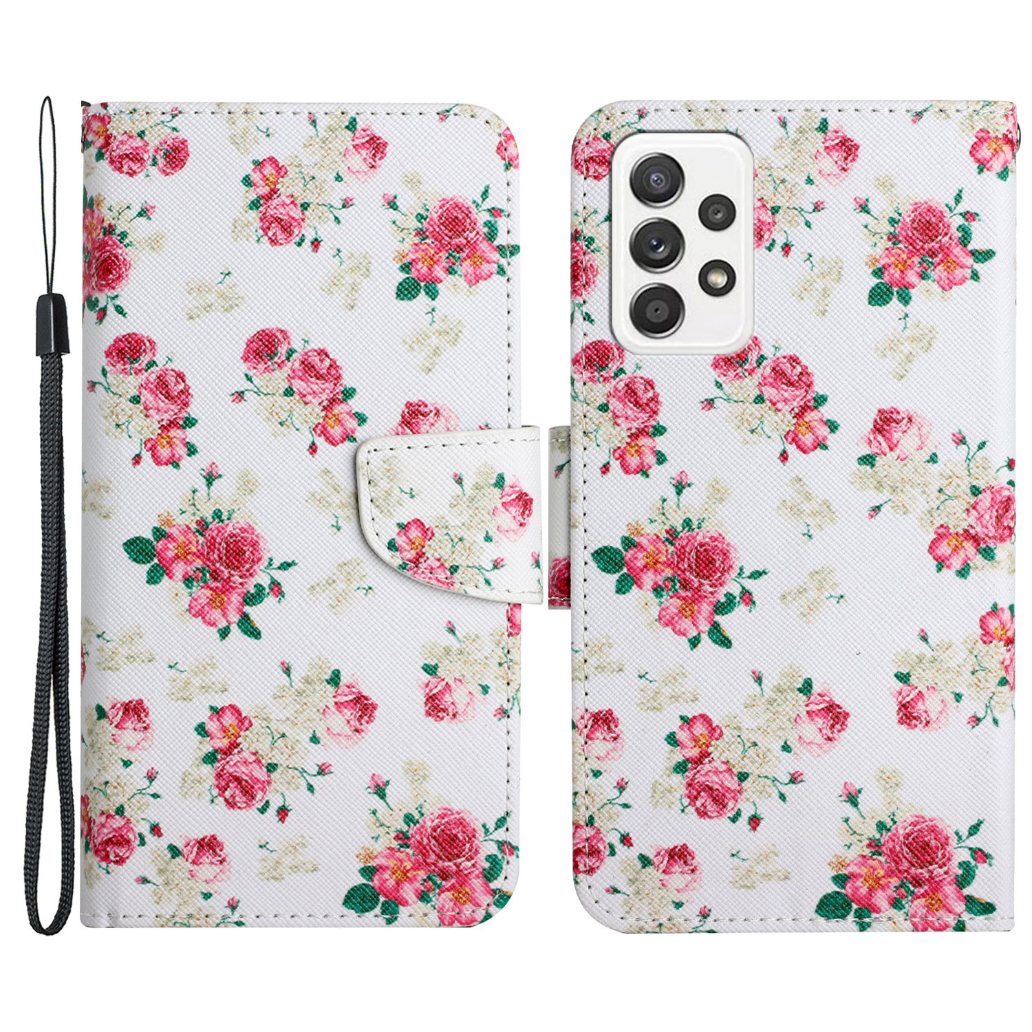 Pattern Printing Shockproof Wallet Stand Leather Phone Case Shell with Strap for Samsung Galaxy A52 4G/5G/A52s 5G - Red Peony, Galaxy A52 5G
Pattern Printing Shockproof Wallet Stand Leather Phone Case Shell with Strap for Samsung Galaxy A52 4G/5G/A52s 5G - Red Peony, Galaxy A52 5G