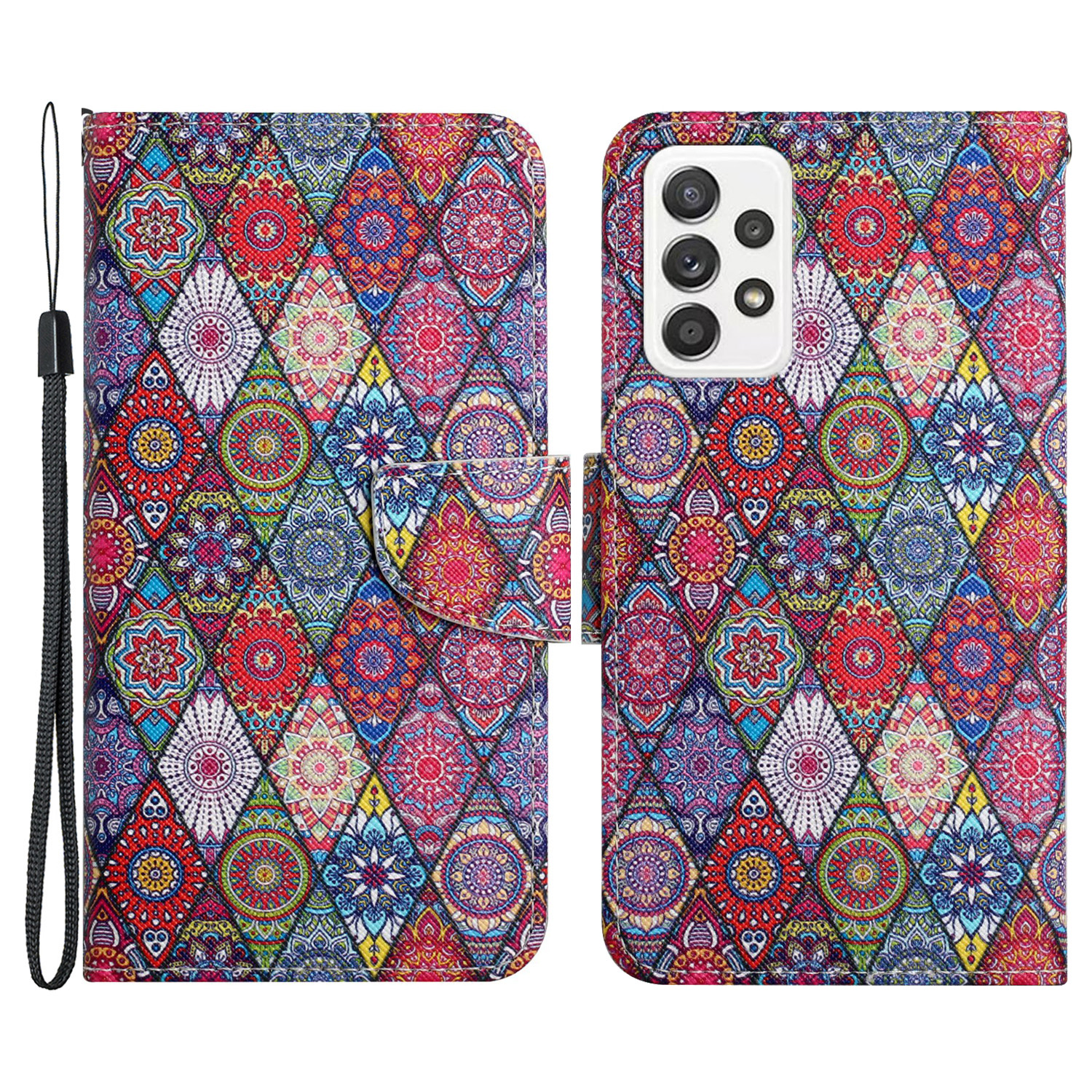 Pattern Printing Shockproof Wallet Stand Leather Phone Case Shell with Strap for Samsung Galaxy A52 4G/5G/A52s 5G - Kaleidoscope, Galaxy A52 5G
Pattern Printing Shockproof Wallet Stand Leather Phone Case Shell with Strap for Samsung Galaxy A52 4G/5G/A52s 5G - Kaleidoscope, Galaxy A52 5G