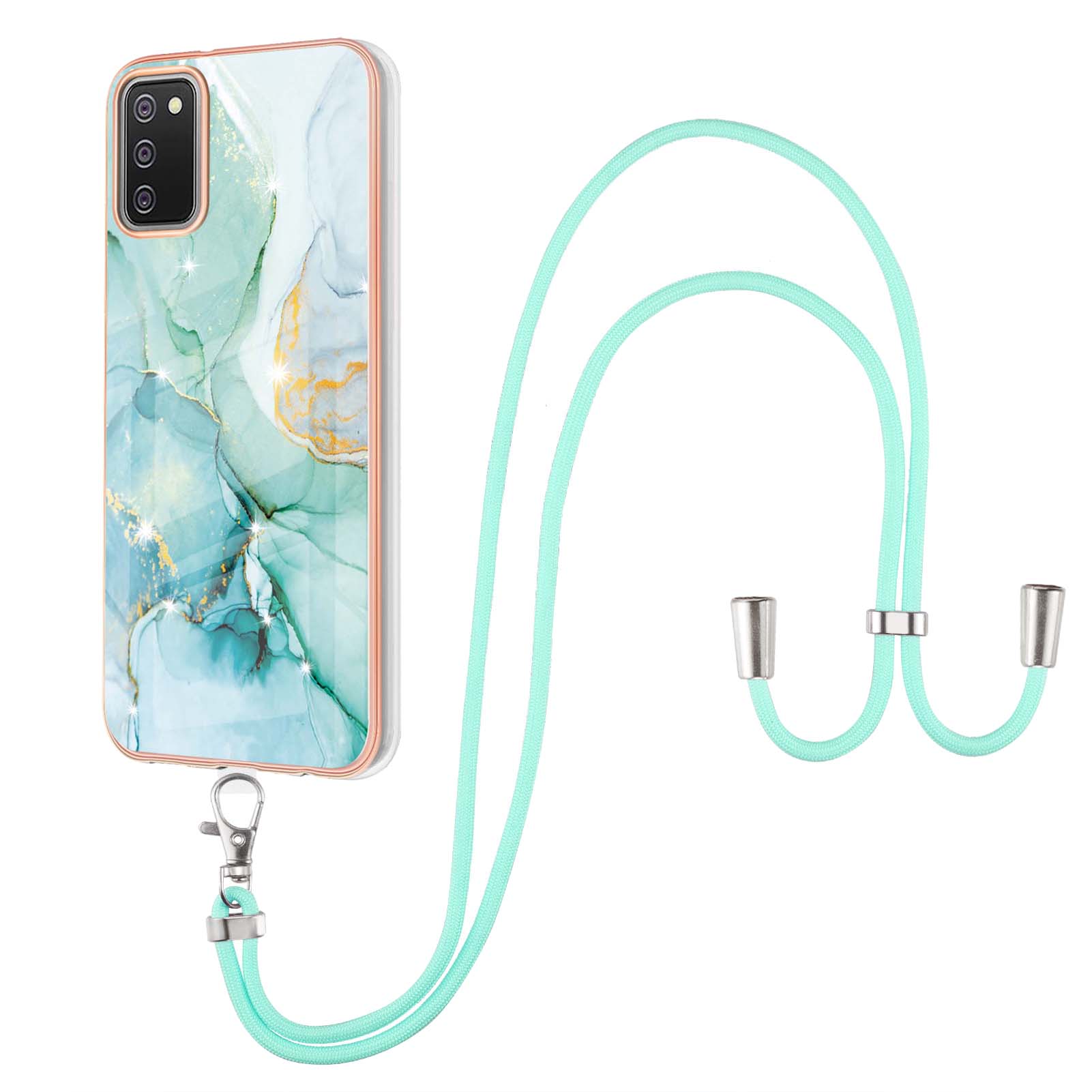 Marble Pattern Printing Soft TPU Electroplating Shockproof IMD Protective Case with Lanyard for Samsung Galaxy A02s (166.5x75.9x9.2mm) - Green 003, Galaxy A02s (166.5x75.9x9.2mm)
Marble Pattern Printing Soft TPU Electroplating Shockproof IMD Protective Case with Lanyard for Samsung Galaxy A02s (166.5x75.9x9.2mm) - Green 003, Galaxy A02s (166.5x75.9x9.2mm)