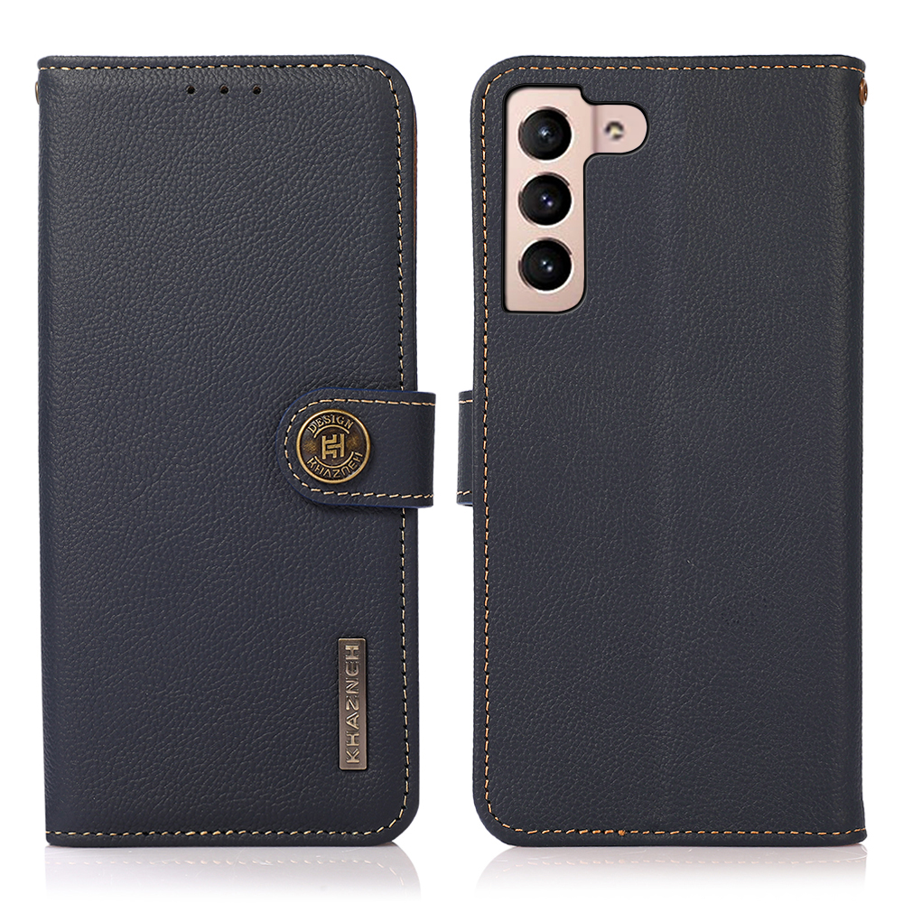 KHAZNEH Genuine Leather Phone Guard Wallet Stand Case with RFID Blocking Anti-theft Swiping Design for Samsung Galaxy S22 5G - Blue, Galaxy S22 5G
KHAZNEH Genuine Leather Phone Guard Wallet Stand Case with RFID Blocking Anti-theft Swiping Design for Samsung Galaxy S22 5G - Blue, Galaxy S22 5G