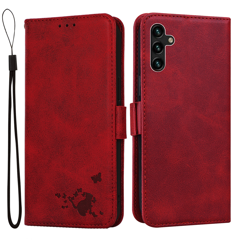 Imprinting Cat Butterfly Wallet Stand Leather Cover Protector with Lanyard for Samsung Galaxy A13 5G - Red, Galaxy A13 5G
Imprinting Cat Butterfly Wallet Stand Leather Cover Protector with Lanyard for Samsung Galaxy A13 5G - Red, Galaxy A13 5G