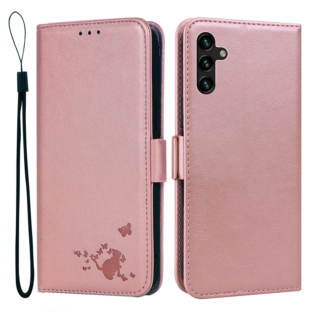 Imprinting Cat Butterfly Wallet Stand Leather Cover Protector with Lanyard for Samsung Galaxy A13 5G - Pink, Galaxy A13 5G
Imprinting Cat Butterfly Wallet Stand Leather Cover Protector with Lanyard for Samsung Galaxy A13 5G - Pink, Galaxy A13 5G
