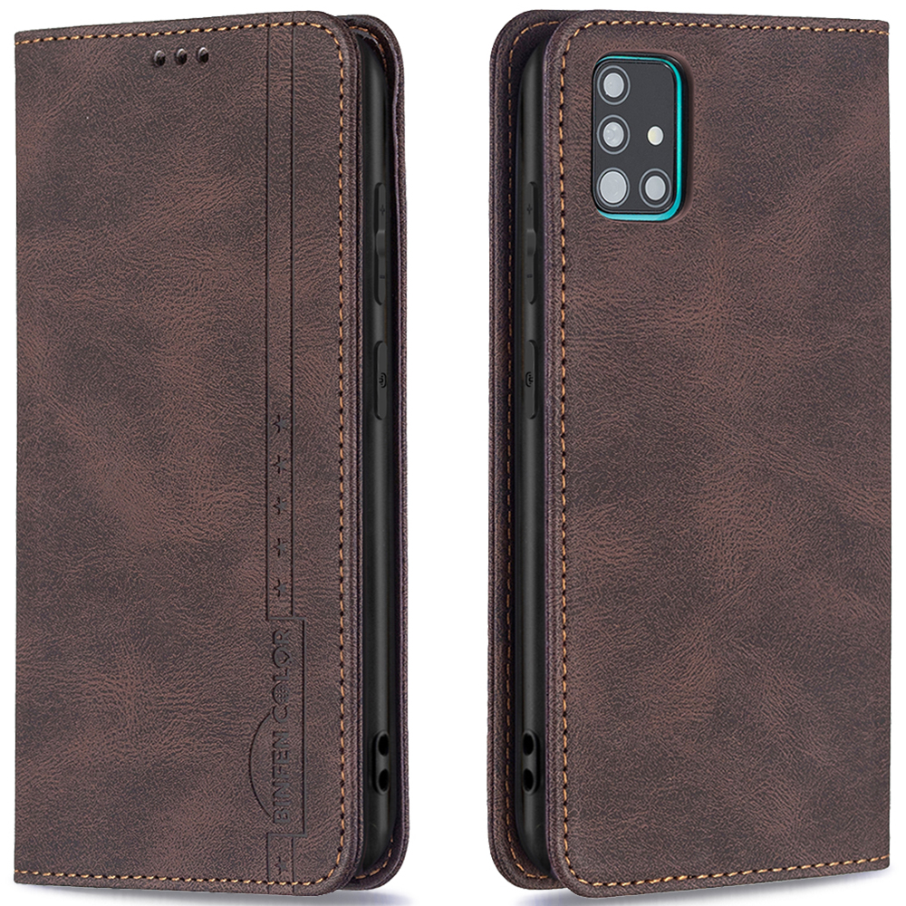 BINFEN COLOR BF08 RFID Blocking Design Auto Closing Magnet Leather Phone Case Shell for Samsung Galaxy A51 4G SM-A515 - Brown, Galaxy A51 4G
BINFEN COLOR BF08 RFID Blocking Design Auto Closing Magnet Leather Phone Case Shell for Samsung Galaxy A51 4G SM-A515 - Brown, Galaxy A51 4G