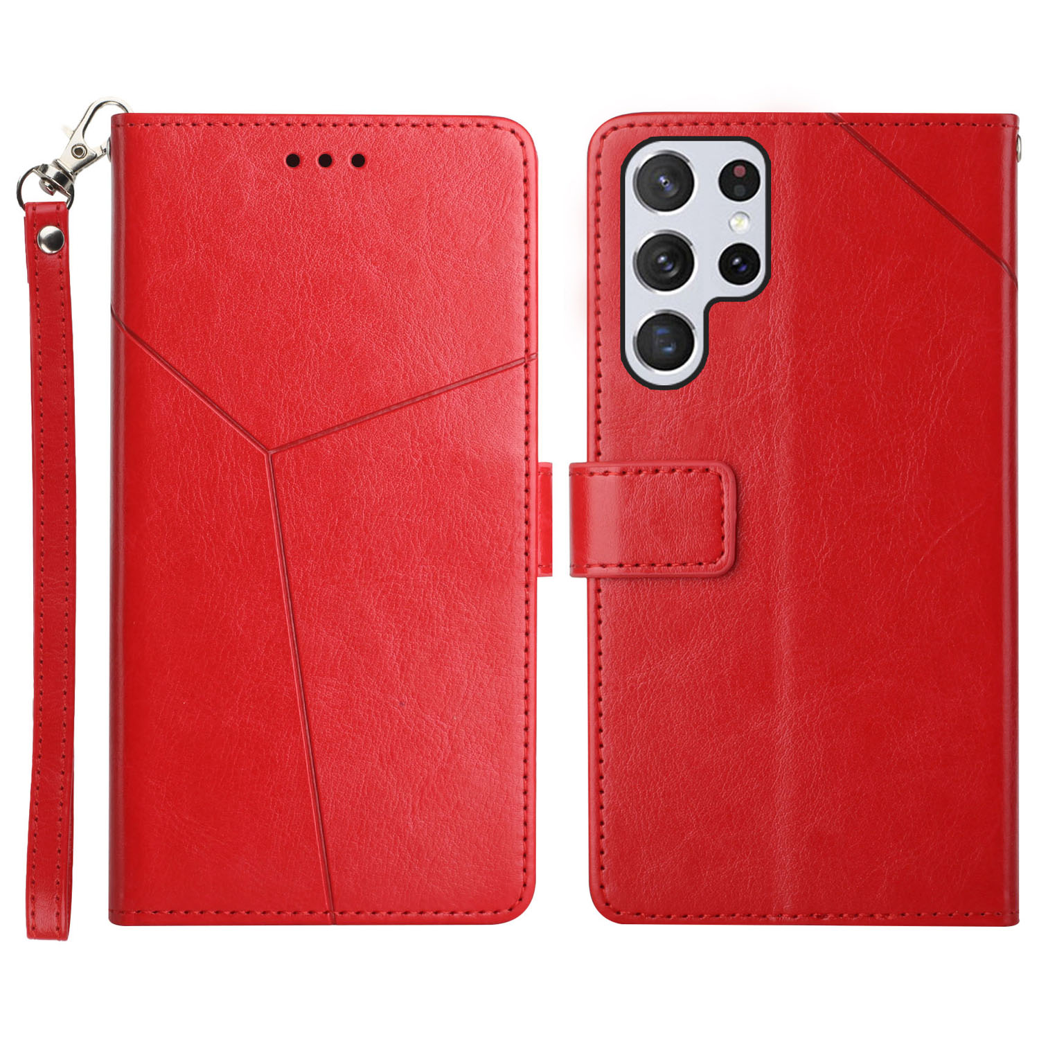 Y-Shaped Lines Imprinting Wallet Stand Design Anti-fingerprint PU Leather Phone Cover Shell with Wrist Strap for Samsung Galaxy S22 Ultra 5G - Red, Galaxy S22 Ultra 5G
Y-Shaped Lines Imprinting Wallet Stand Design Anti-fingerprint PU Leather Phone Cover Shell with Wrist Strap for Samsung Galaxy S22 Ultra 5G - Red, Galaxy S22 Ultra 5G