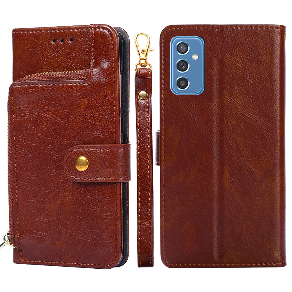 Well-Protected PU Leather+TPU Wallet Stand Design Stylish Zipper Pocket Phone Cover Shell with Wrist Strap for Samsung Galaxy M52 5G - Brown, Samsung Galaxy M52 5G
Well-Protected PU Leather+TPU Wallet Stand Design Stylish Zipper Pocket Phone Cover Shell with Wrist Strap for Samsung Galaxy M52 5G - Brown, Samsung Galaxy M52 5G