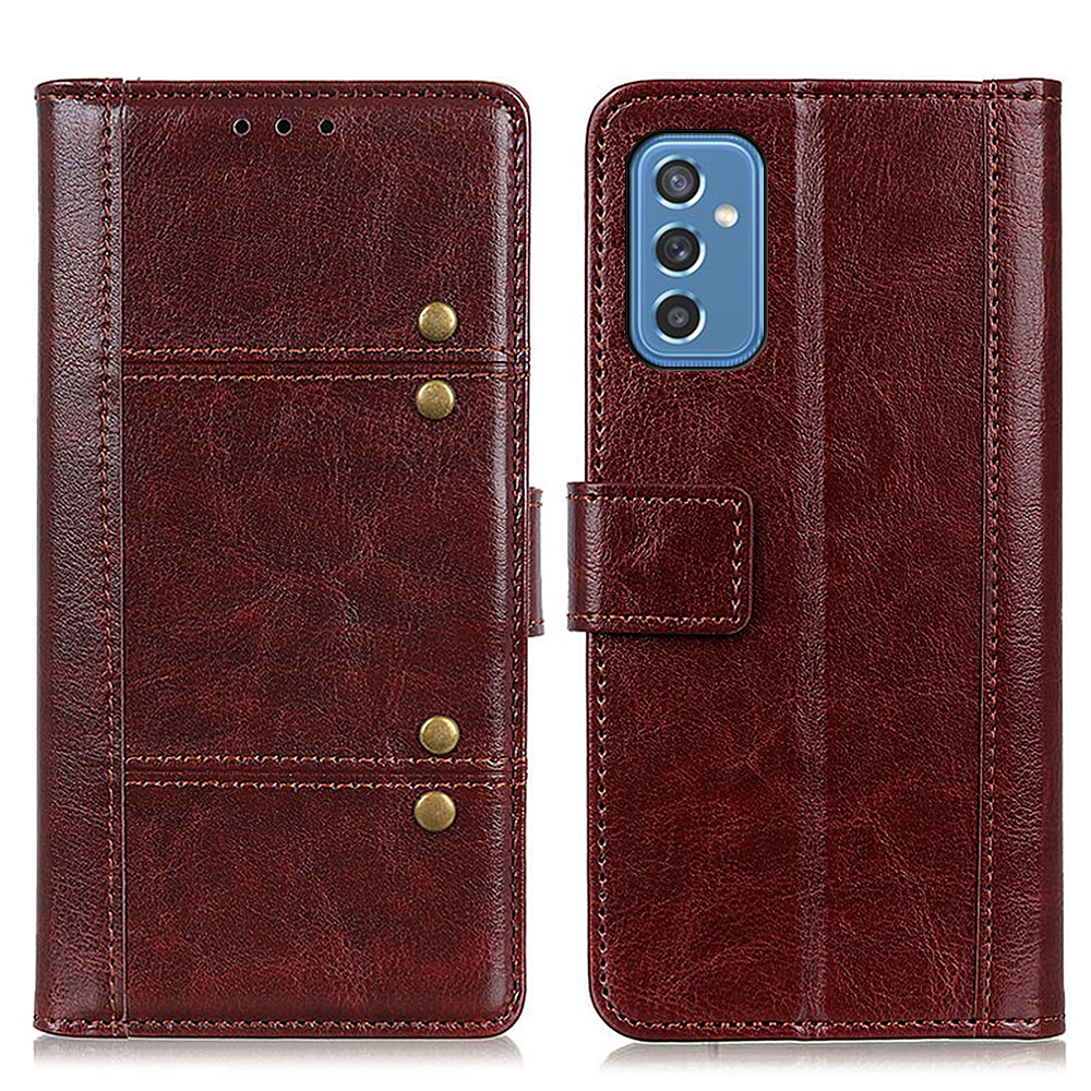 Scratch Resistant Crazy Horse Texture Wallet Design Rivet Decor Leather Case for Samsung Galaxy M52 5G - Brown, Samsung Galaxy M52 5G
Scratch Resistant Crazy Horse Texture Wallet Design Rivet Decor Leather Case for Samsung Galaxy M52 5G - Brown, Samsung Galaxy M52 5G