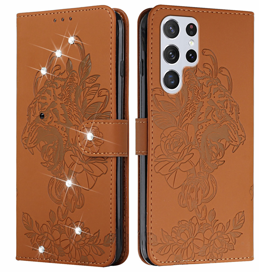 Imprinting Tiger Head Rhinestones Decor PU Leather Stand Wallet Phone Cover Case for Samsung Galaxy S22 Ultra 5G - Brown, Galaxy S22 Ultra 5G
Imprinting Tiger Head Rhinestones Decor PU Leather Stand Wallet Phone Cover Case for Samsung Galaxy S22 Ultra 5G - Brown, Galaxy S22 Ultra 5G