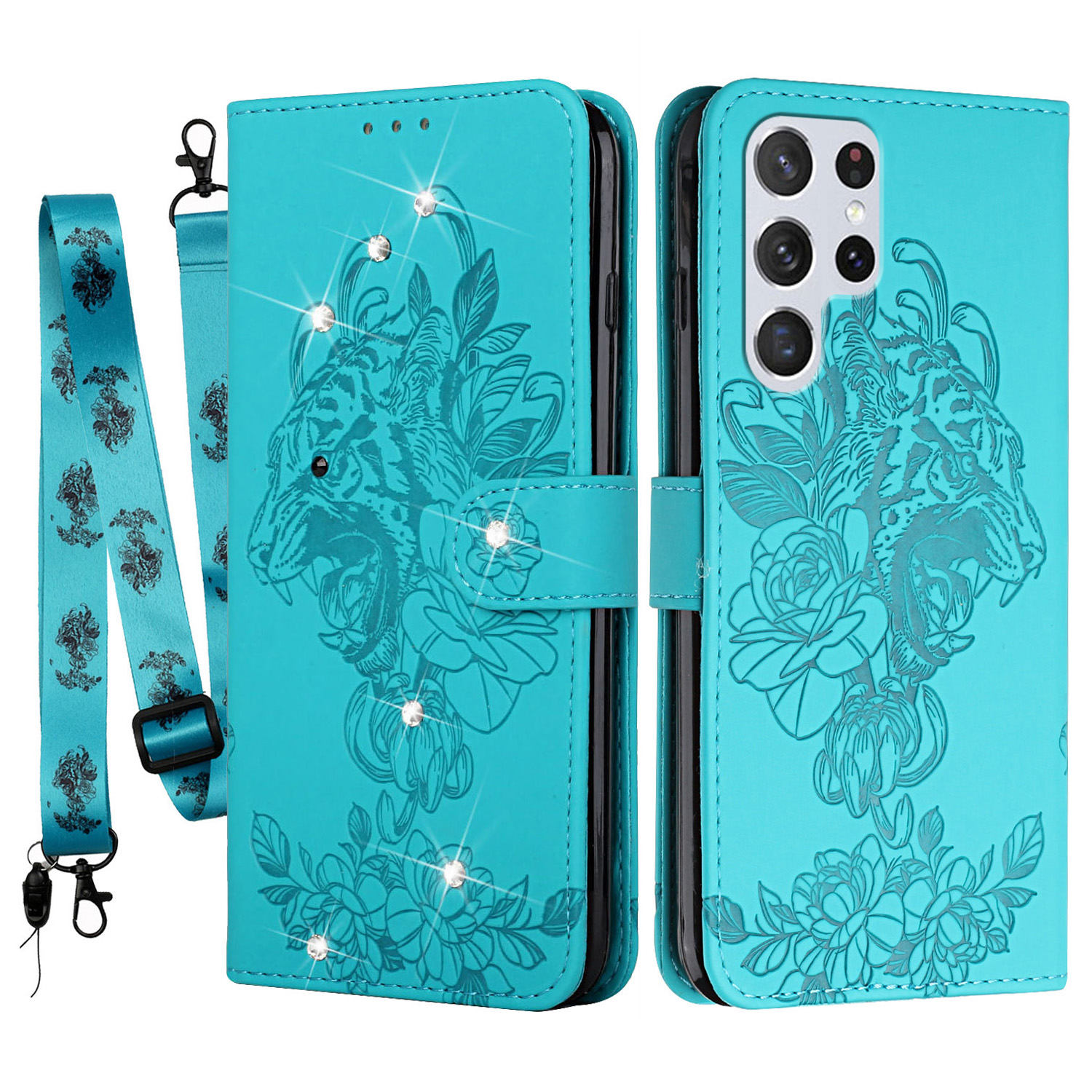 Shiny Rhinestones Imprinting Tiger Head Design Wallet Stand Leather Case Shell with Lanyard for Samsung Galaxy S22 Ultra 5G - Green, Galaxy S22 Ultra 5G
Shiny Rhinestones Imprinting Tiger Head Design Wallet Stand Leather Case Shell with Lanyard for Samsung Galaxy S22 Ultra 5G - Green, Galaxy S22 Ultra 5G
