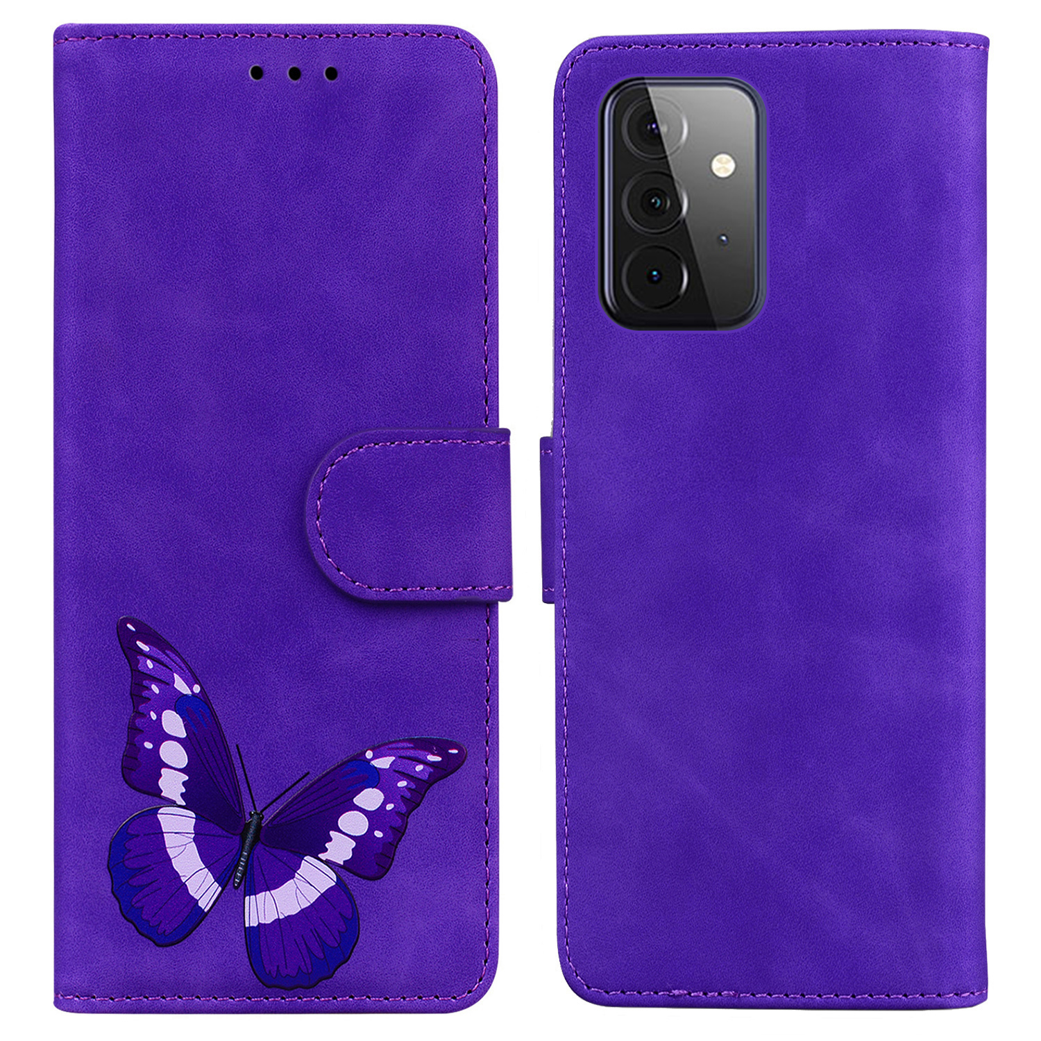 For Samsung Galaxy A72 5G/4G Skin-touch Big Butterfly Printing Anti-drop PU Leather Cover Case with Wallet Stand - Purple, Galaxy A72 5G
For Samsung Galaxy A72 5G/4G Skin-touch Big Butterfly Printing Anti-drop PU Leather Cover Case with Wallet Stand - Purple, Galaxy A72 5G