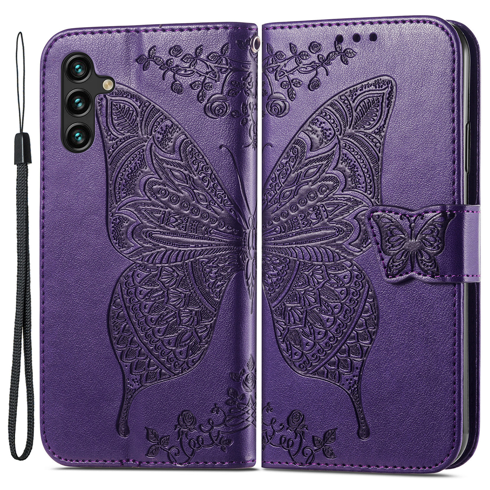 Wallet Design PU Leather Butterfly Flower Pattern Imprinted Stand Flip Cover with Wrist Strap for Samsung Galaxy A13 5G / A04s 4G (164.7 x 76.7 x 9.1 mm) - Purple, Galaxy A13 5G
Wallet Design PU Leather Butterfly Flower Pattern Imprinted Stand Flip Cover with Wrist Strap for Samsung Galaxy A13 5G / A04s 4G (164.7 x 76.7 x 9.1 mm) - Purple, Galaxy A13 5G