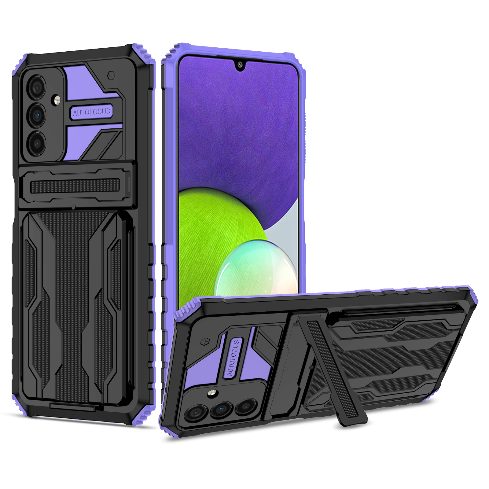 Kickstand Hard PC + Soft TPU Anti-fall Shockproof Phone Case with Detachable Card Slot Holder for Samsung Galaxy A13 5G - Purple, Galaxy A13 5G
Kickstand Hard PC + Soft TPU Anti-fall Shockproof Phone Case with Detachable Card Slot Holder for Samsung Galaxy A13 5G - Purple, Galaxy A13 5G