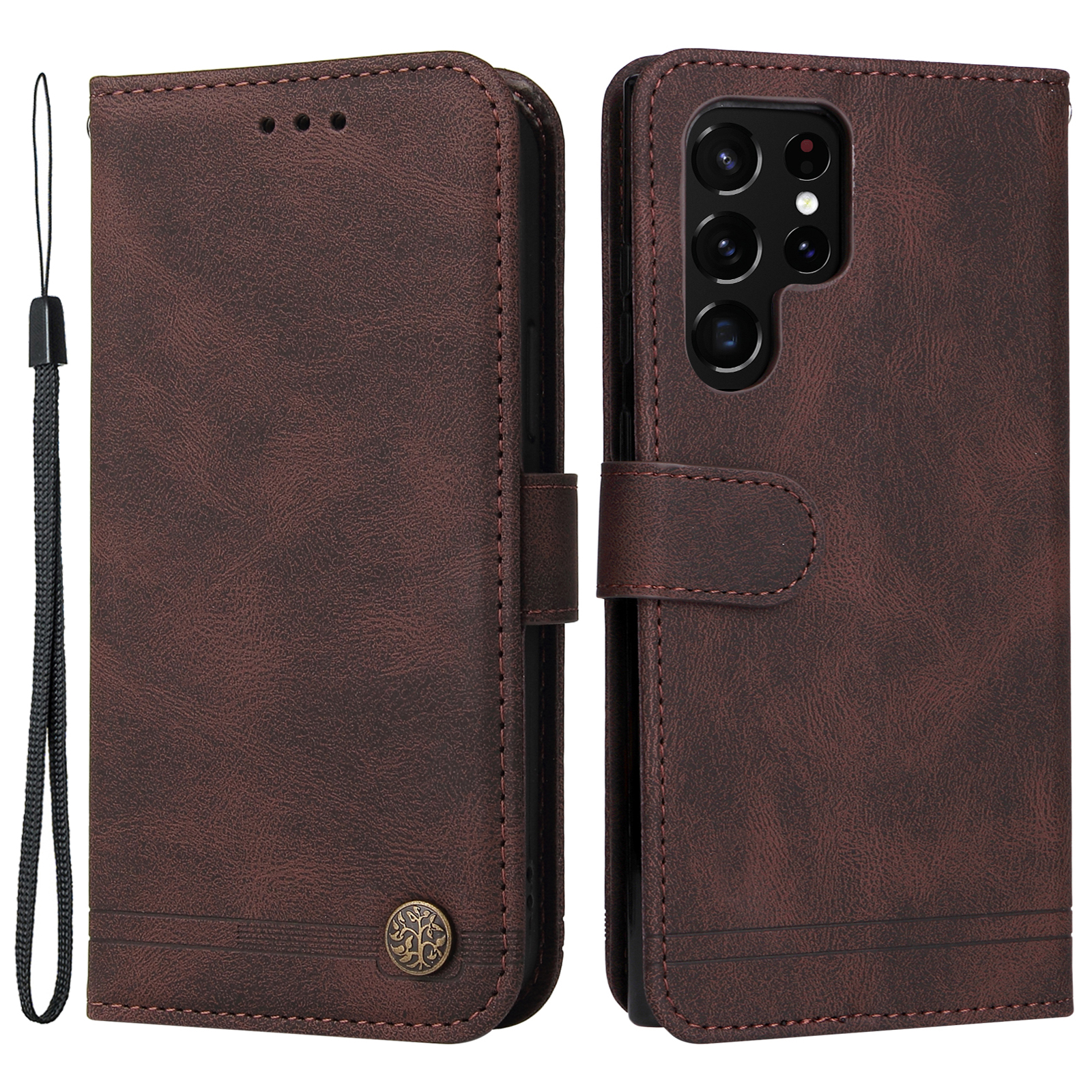 Phone Flip Case Retro PU Leather+TPU Cover Tree Pattern Metal Button Decor Stand Wallet for Samsung Galaxy S22 Ultra 5G - Brown, Galaxy S22 Ultra 5G
Phone Flip Case Retro PU Leather+TPU Cover Tree Pattern Metal Button Decor Stand Wallet for Samsung Galaxy S22 Ultra 5G - Brown, Galaxy S22 Ultra 5G