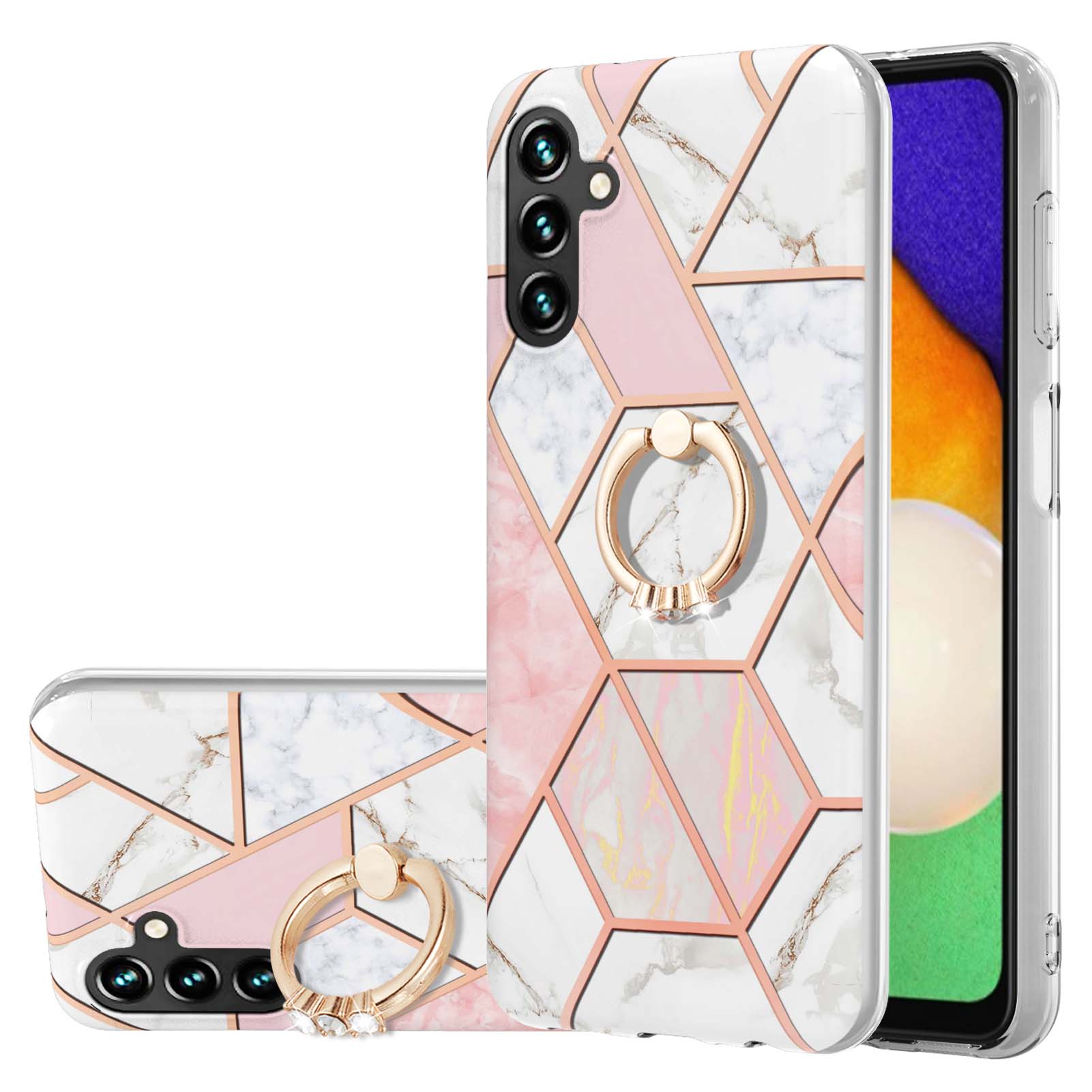 For Samsung Galaxy A13 5G Electroplate Edge 2.0mm IMD Drop-proof Soft TPU Marble Style Protective Phone Cover with Ring Kickstand - Pink/White, Galaxy A13 5G
For Samsung Galaxy A13 5G Electroplate Edge 2.0mm IMD Drop-proof Soft TPU Marble Style Protective Phone Cover with Ring Kickstand - Pink/White, Galaxy A13 5G
