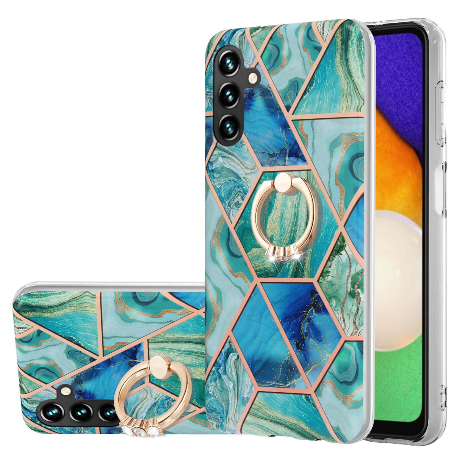 For Samsung Galaxy A13 5G Electroplate Edge 2.0mm IMD Drop-proof Soft TPU Marble Style Protective Phone Cover with Ring Kickstand - Green, Galaxy A13 5G
For Samsung Galaxy A13 5G Electroplate Edge 2.0mm IMD Drop-proof Soft TPU Marble Style Protective Phone Cover with Ring Kickstand - Green, Galaxy A13 5G