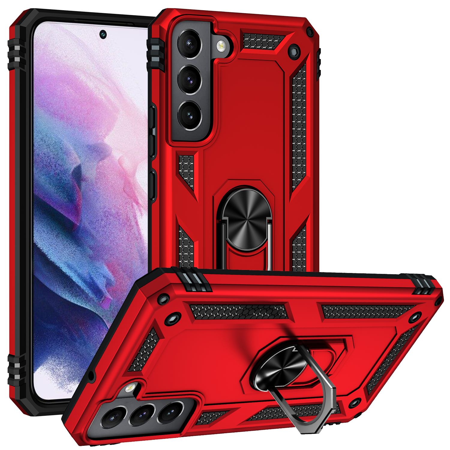 Hard Anti-scratch Phone Shell Ring Holder Kickstand Design PC + TPU + Metal Hybrid Phone Cover for Samsung Galaxy S22+ 5G - Red, Galaxy S22+ 5G
Hard Anti-scratch Phone Shell Ring Holder Kickstand Design PC + TPU + Metal Hybrid Phone Cover for Samsung Galaxy S22+ 5G - Red, Galaxy S22+ 5G
