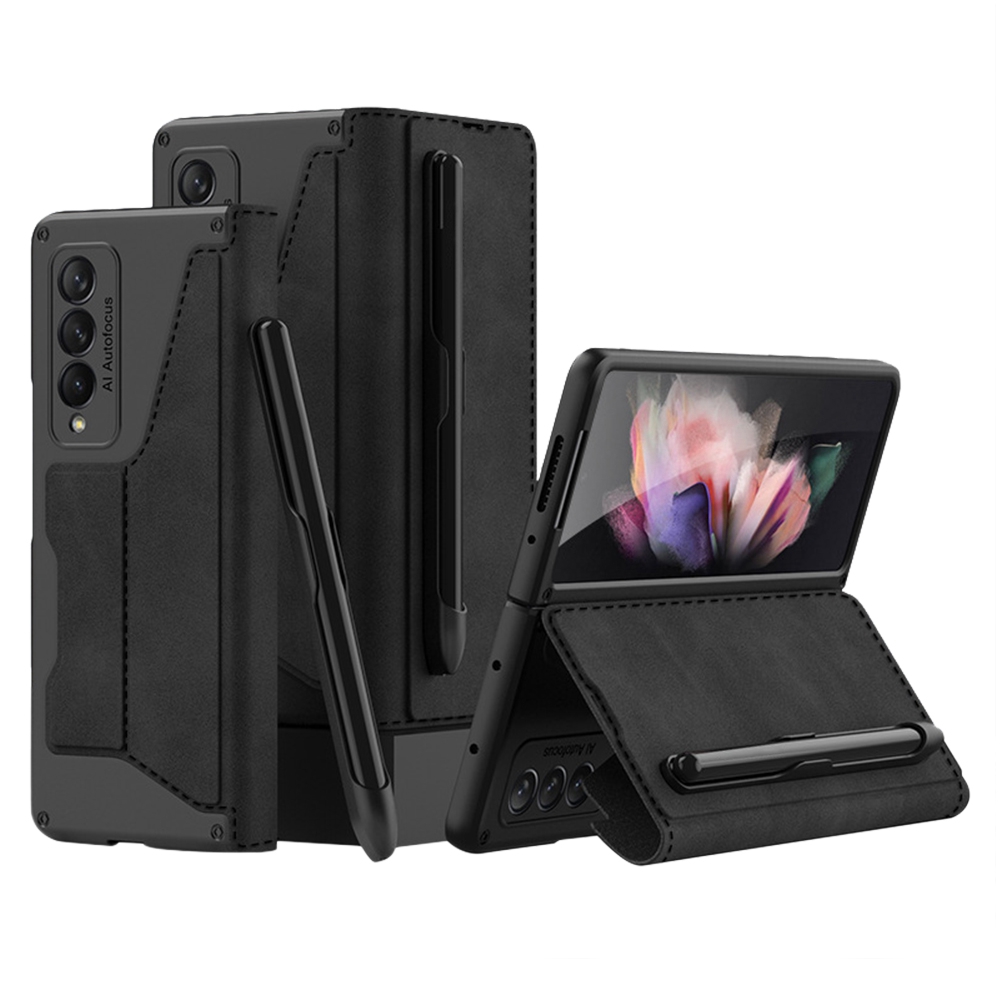Full Protection PU Leather Folio Flip Stand Card Holder Phone Case Cover with Pen Slot for Samsung Galaxy Z Fold3 5G - Black, Galaxy Z Fold3 5G
Full Protection PU Leather Folio Flip Stand Card Holder Phone Case Cover with Pen Slot for Samsung Galaxy Z Fold3 5G - Black, Galaxy Z Fold3 5G