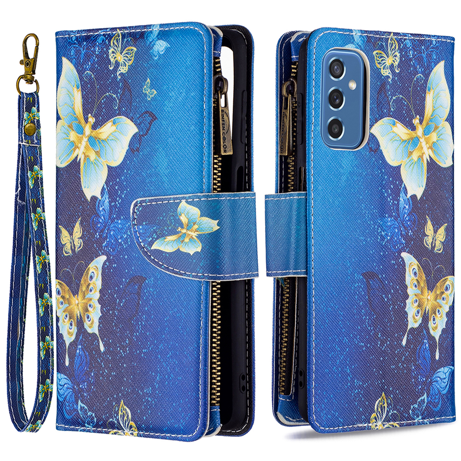 BF03 Pattern Printing Zipper PU Leather Flip Cover Magnetic Folio Stand Wallet Case with Strap for Samsung Galaxy M52 5G - Golden Butterflies, Samsung Galaxy M52 5G
BF03 Pattern Printing Zipper PU Leather Flip Cover Magnetic Folio Stand Wallet Case with Strap for Samsung Galaxy M52 5G - Golden Butterflies, Samsung Galaxy M52 5G