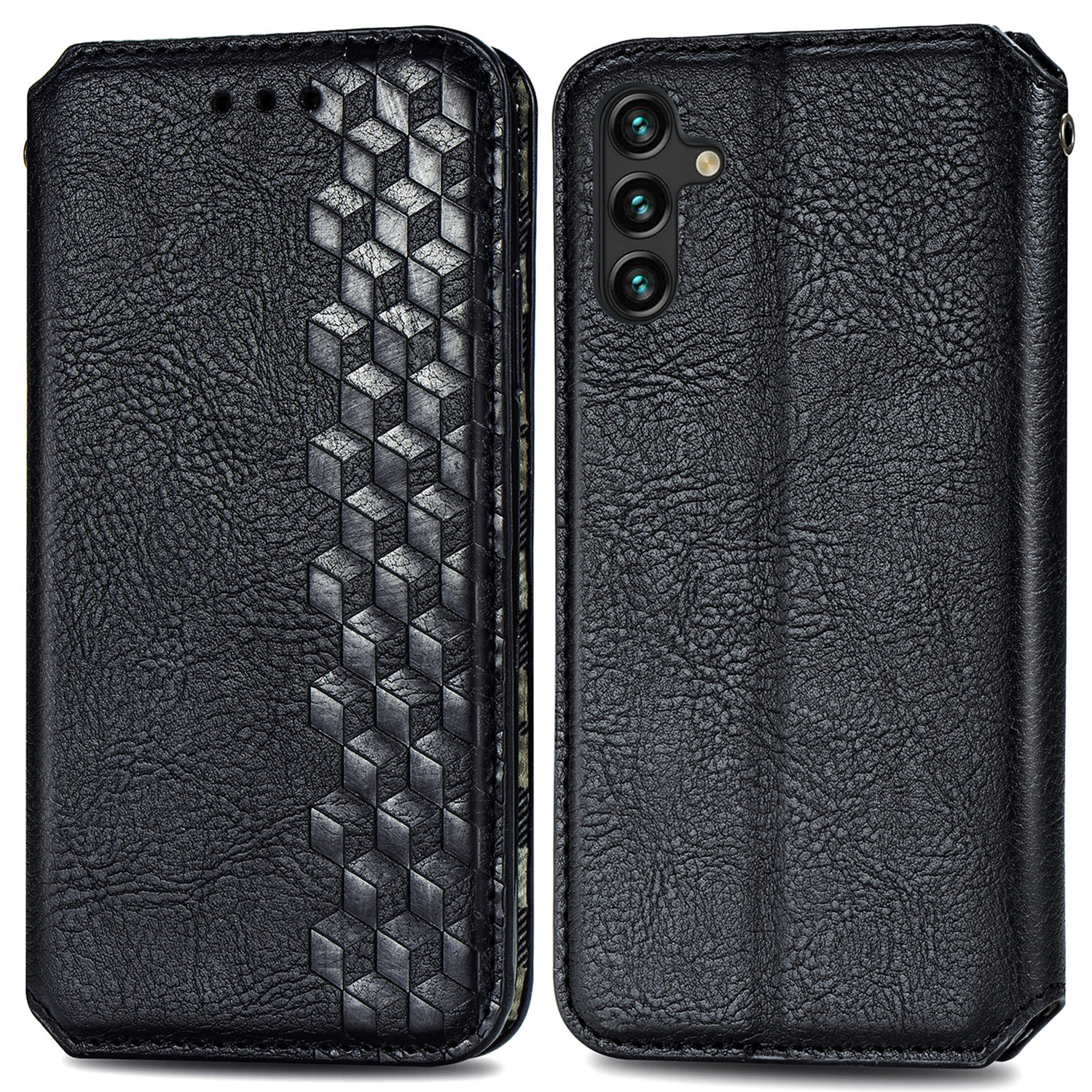 Imprinting Rhombus Magnet Auto-absorbed Leather Stand Cover Wallet Case for Samsung Galaxy A13 5G / A04s 4G (164.7 x 76.7 x 9.1 mm) - Black, Galaxy A13 5G
Imprinting Rhombus Magnet Auto-absorbed Leather Stand Cover Wallet Case for Samsung Galaxy A13 5G / A04s 4G (164.7 x 76.7 x 9.1 mm) - Black, Galaxy A13 5G