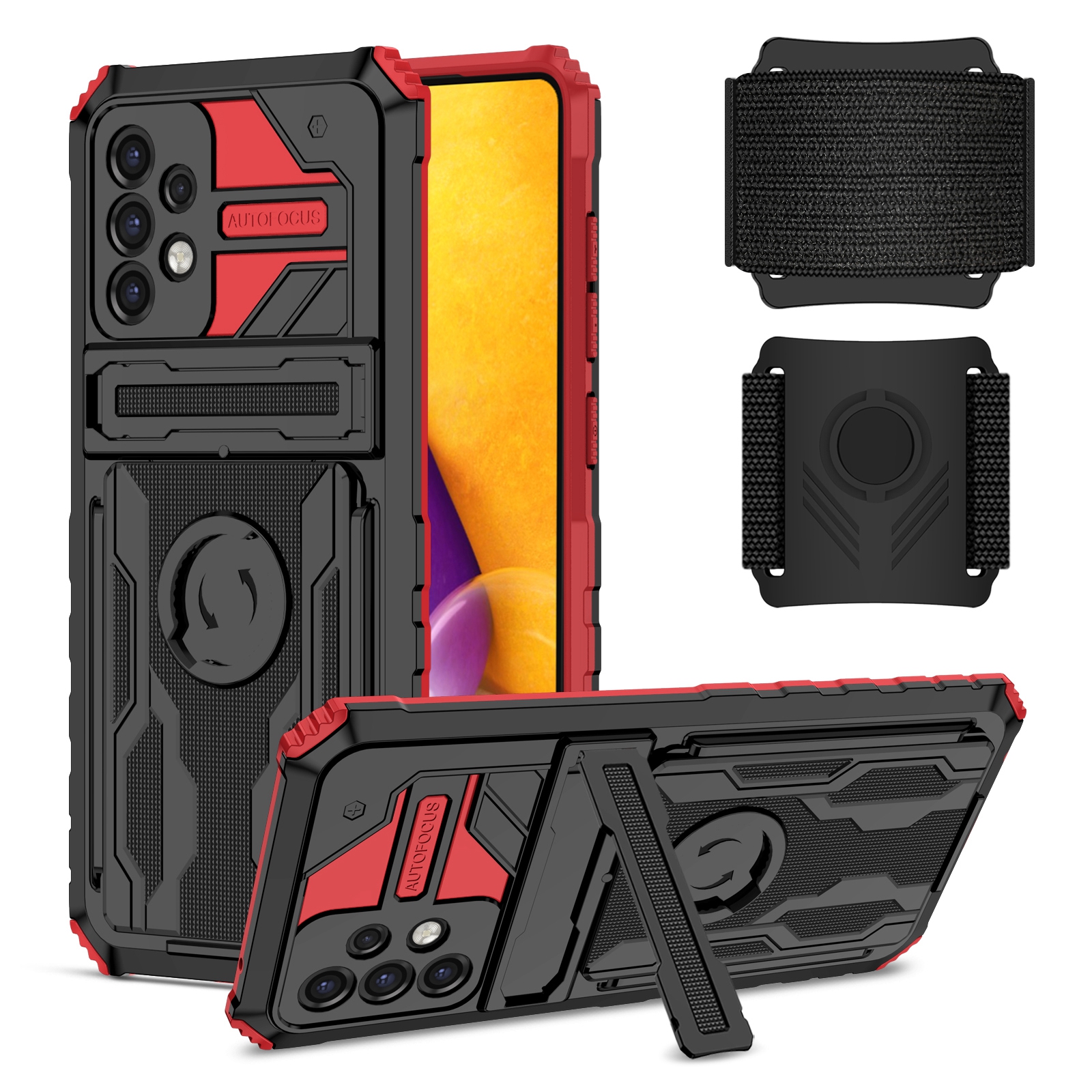 Hard PC + Soft TPU Phone Cover Adjustable Wristband Design Dual Layer Hybrid Phone Case with Kickstand for Samsung Galaxy A72 4G / 5G - Red, Galaxy A72 5G
Hard PC + Soft TPU Phone Cover Adjustable Wristband Design Dual Layer Hybrid Phone Case with Kickstand for Samsung Galaxy A72 4G / 5G - Red, Galaxy A72 5G