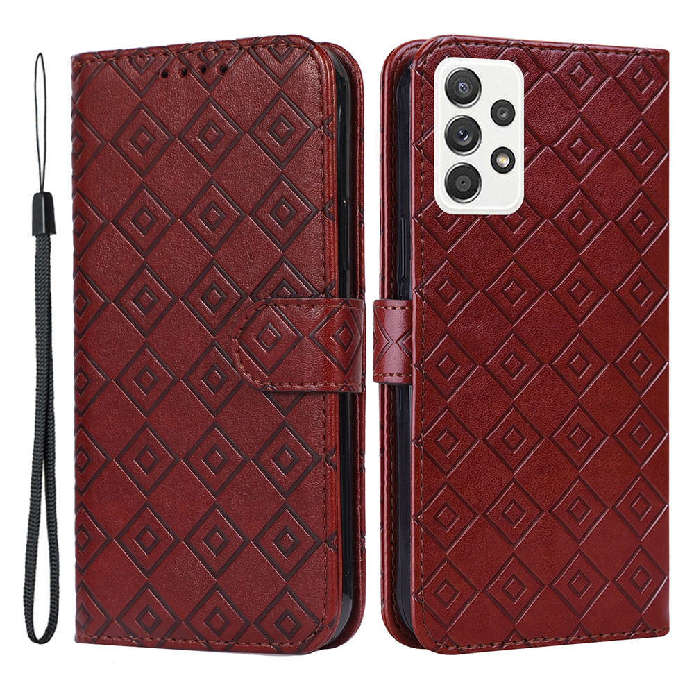 Viewing Stand PU Leather Wallet Cover Imprinted Grid Pattern Folio Magnetic Case with Strap for Samsung Galaxy A33 5G - Brown, Samsung Galaxy A33 5G
Viewing Stand PU Leather Wallet Cover Imprinted Grid Pattern Folio Magnetic Case with Strap for Samsung Galaxy A33 5G - Brown, Samsung Galaxy A33 5G