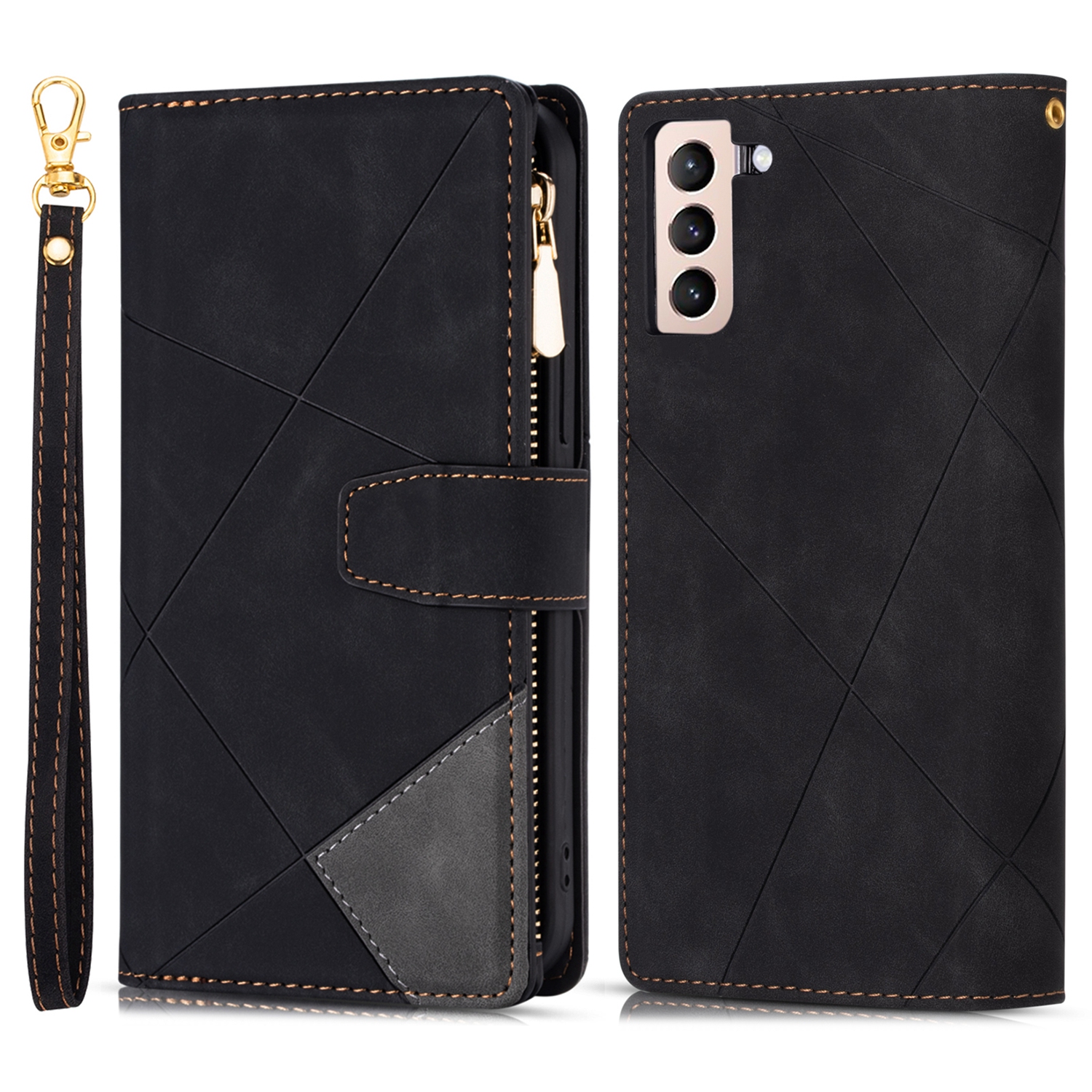 Color Splicing Lines Imprinted Leather Cover Wallet Stand Phone Shell with Zipper Pocket for Samsung Galaxy S22+ 5G - Black, Galaxy S22+ 5G
Color Splicing Lines Imprinted Leather Cover Wallet Stand Phone Shell with Zipper Pocket for Samsung Galaxy S22+ 5G - Black, Galaxy S22+ 5G