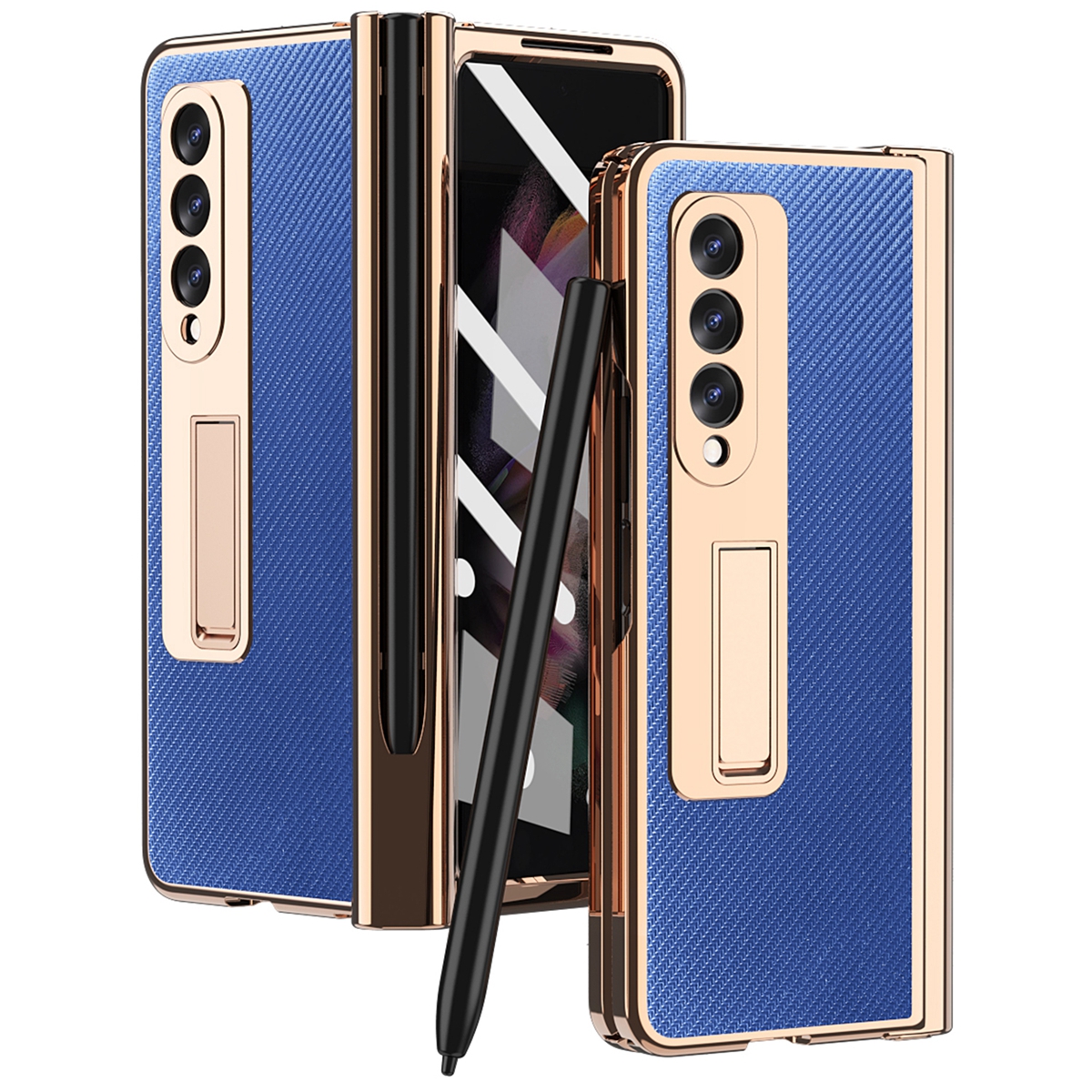 Kevlar Texture Full Protection PU Leather Coated TPU + PC Phone Case Kickstand Cover with Hinge Pen Holder and Screen Protector for Samsung Galaxy Z Fold3 5G - Blue, Galaxy Z Fold3 5G
Kevlar Texture Full Protection PU Leather Coated TPU + PC Phone Case Kickstand Cover with Hinge Pen Holder and Screen Protector for Samsung Galaxy Z Fold3 5G - Blue, Galaxy Z Fold3 5G