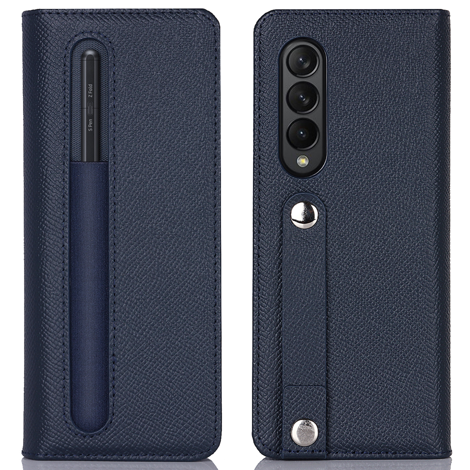 Textured Genuine Leather Case Hand Band Wallet Stand Cover with Pen Slot for Samsung Galaxy Z Fold3 5G - Blue, Galaxy Z Fold3 5G
Textured Genuine Leather Case Hand Band Wallet Stand Cover with Pen Slot for Samsung Galaxy Z Fold3 5G - Blue, Galaxy Z Fold3 5G