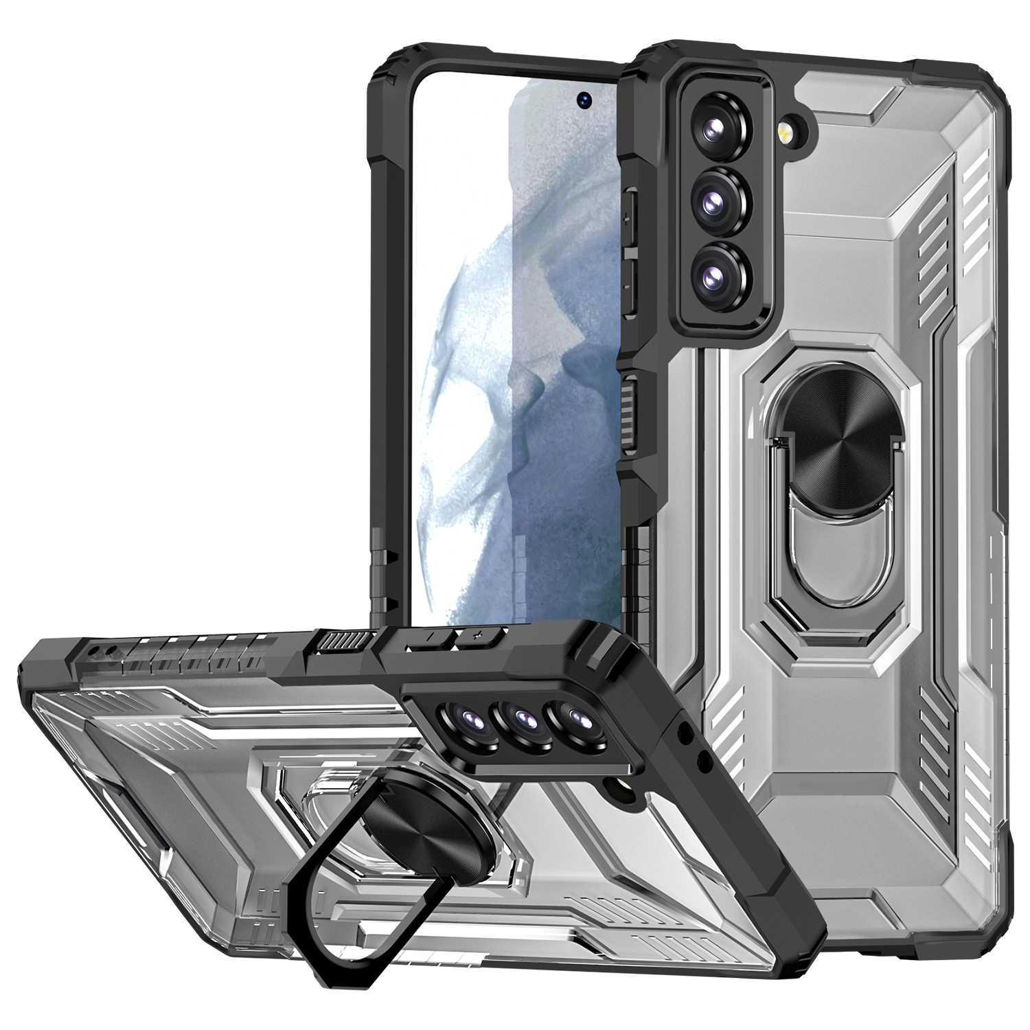 Heavy Duty Sturdy Shockproof Soft TPU + Hard PC Protective Cover with Ring Kickstand for Samsung Galaxy S22 5G - Black, Galaxy S22 5G
Heavy Duty Sturdy Shockproof Soft TPU + Hard PC Protective Cover with Ring Kickstand for Samsung Galaxy S22 5G - Black, Galaxy S22 5G