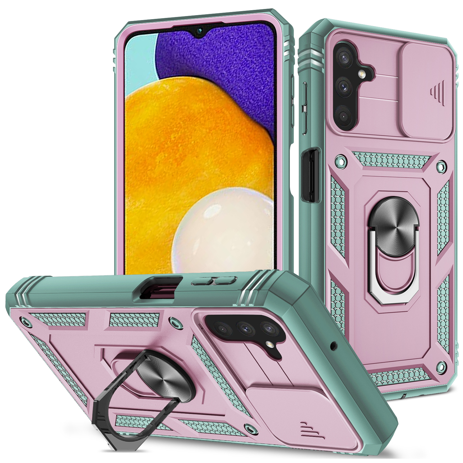 Для Samsung Galaxy A13 5G Металлическое Кольцо Кик-стенд Военно-бортовой Патрон Против PC + Tpu. - Розовый/зеленый, Galaxy A13 5G
Для Samsung Galaxy A13 5G Металлическое Кольцо Кик-стенд Военно-бортовой Патрон Против PC + Tpu. - Розовый/зеленый, Galaxy A13 5G