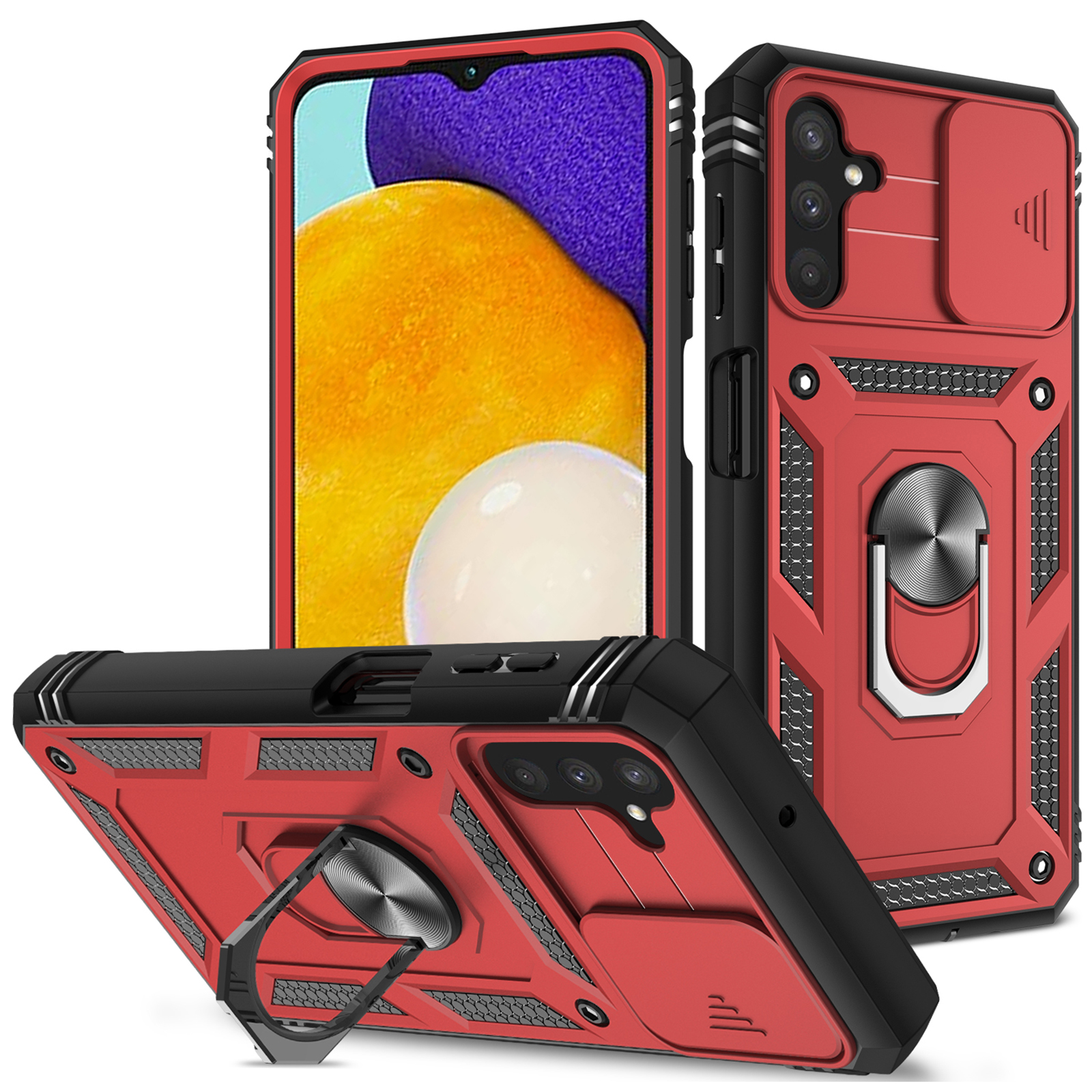 Для Samsung Galaxy A13 5G Металлическое Кольцо Кик-стенд Военно-бортовой Патрон Против PC + Tpu. - Красный/черный, Galaxy A13 5G
Для Samsung Galaxy A13 5G Металлическое Кольцо Кик-стенд Военно-бортовой Патрон Против PC + Tpu. - Красный/черный, Galaxy A13 5G