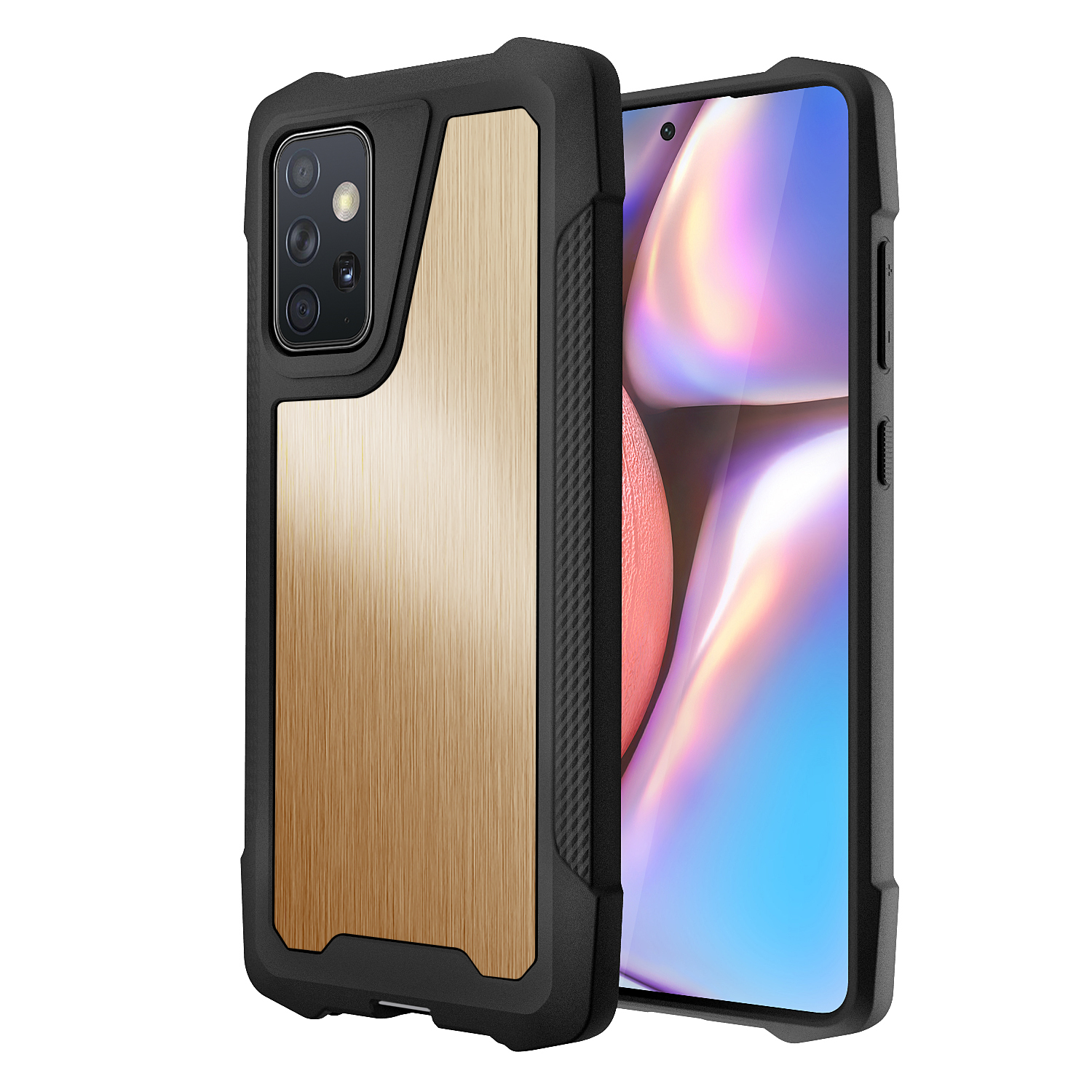 For Samsung Galaxy A72 4G/5G Phone Shell Stainless Steel Back + PC + TPU All-sided Airbag Protection Cover - Brushed/Gold, Galaxy A72 4G
For Samsung Galaxy A72 4G/5G Phone Shell Stainless Steel Back + PC + TPU All-sided Airbag Protection Cover - Brushed/Gold, Galaxy A72 4G