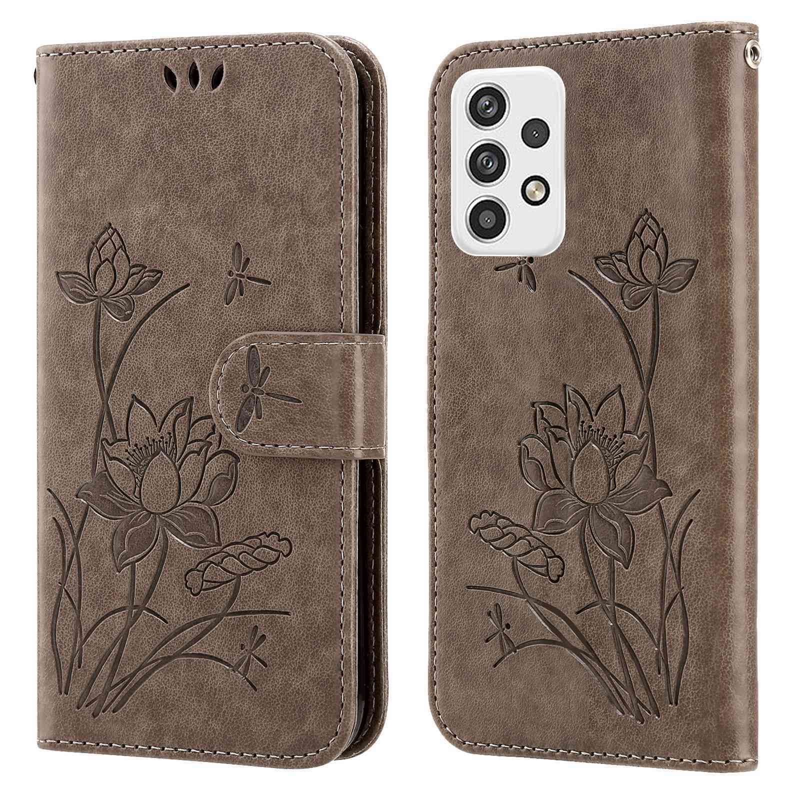 For Samsung Galaxy A23 4G / 5G (Global Version) Anti-scratch Imprinted Lotus PU Leather Case Wallet Stand Phone Shell with Strap - Grey, Galaxy A23 4G
For Samsung Galaxy A23 4G / 5G (Global Version) Anti-scratch Imprinted Lotus PU Leather Case Wallet Stand Phone Shell with Strap - Grey, Galaxy A23 4G