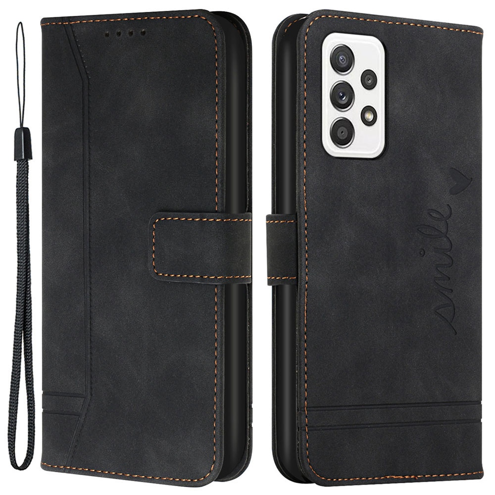 For Samsung Galaxy A73 5G 003 Series Cellphone Shell, Full Protection Heart Shape Imprinted Skin-touch PU Leather Flip Stand Wallet Phone Case with Strap - Black, Samsung Galaxy A73 5G
For Samsung Galaxy A73 5G 003 Series Cellphone Shell, Full Protection Heart Shape Imprinted Skin-touch PU Leather Flip Stand Wallet Phone Case with Strap - Black, Samsung Galaxy A73 5G