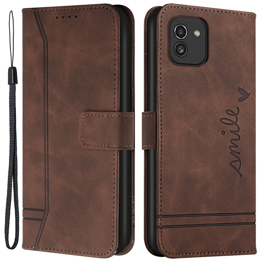 For Samsung Galaxy A03 (164.2 x 75.9 x 9.1mm) 003 Series Drop Proof Heart Shape Imprinted Skin-touch PU Leather Cover Flip Stand Wallet Phone Case with Strap - Coffee, Samsung Galaxy A03 (164.2 x 75.9 x 9.1mm)
For Samsung Galaxy A03 (164.2 x 75.9 x 9.1mm) 003 Series Drop Proof Heart Shape Imprinted Skin-touch PU Leather Cover Flip Stand Wallet Phone Case with Strap - Coffee, Samsung Galaxy A03 (164.2 x 75.9 x 9.1mm)