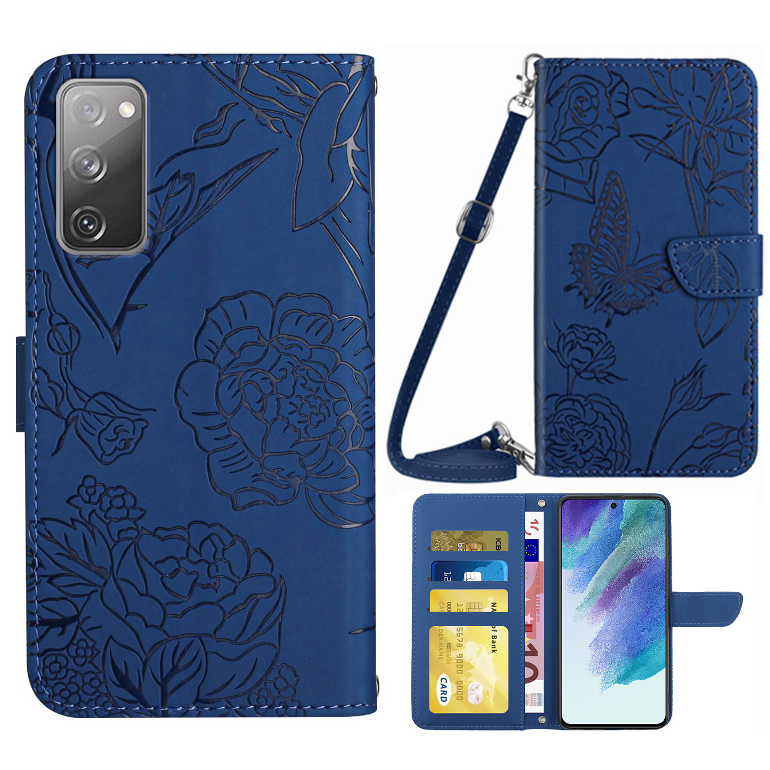 For Samsung Galaxy S20 FE 2022/S20 Lite/S20 FE 5G/4G/S20 FE 2022 Skin-touch Feeling Stand Wallet PU Leather Phone Cover, Pattern Imprinting Design Phone Shell with Shoulder Strap - Blue, Galaxy S20 FE 2022
For Samsung Galaxy S20 FE 2022/S20 Lite/S20 FE 5G/4G/S20 FE 2022 Skin-touch Feeling Stand Wallet PU Leather Phone Cover, Pattern Imprinting Design Phone Shell with Shoulder Strap - Blue, Galaxy S20 FE 2022