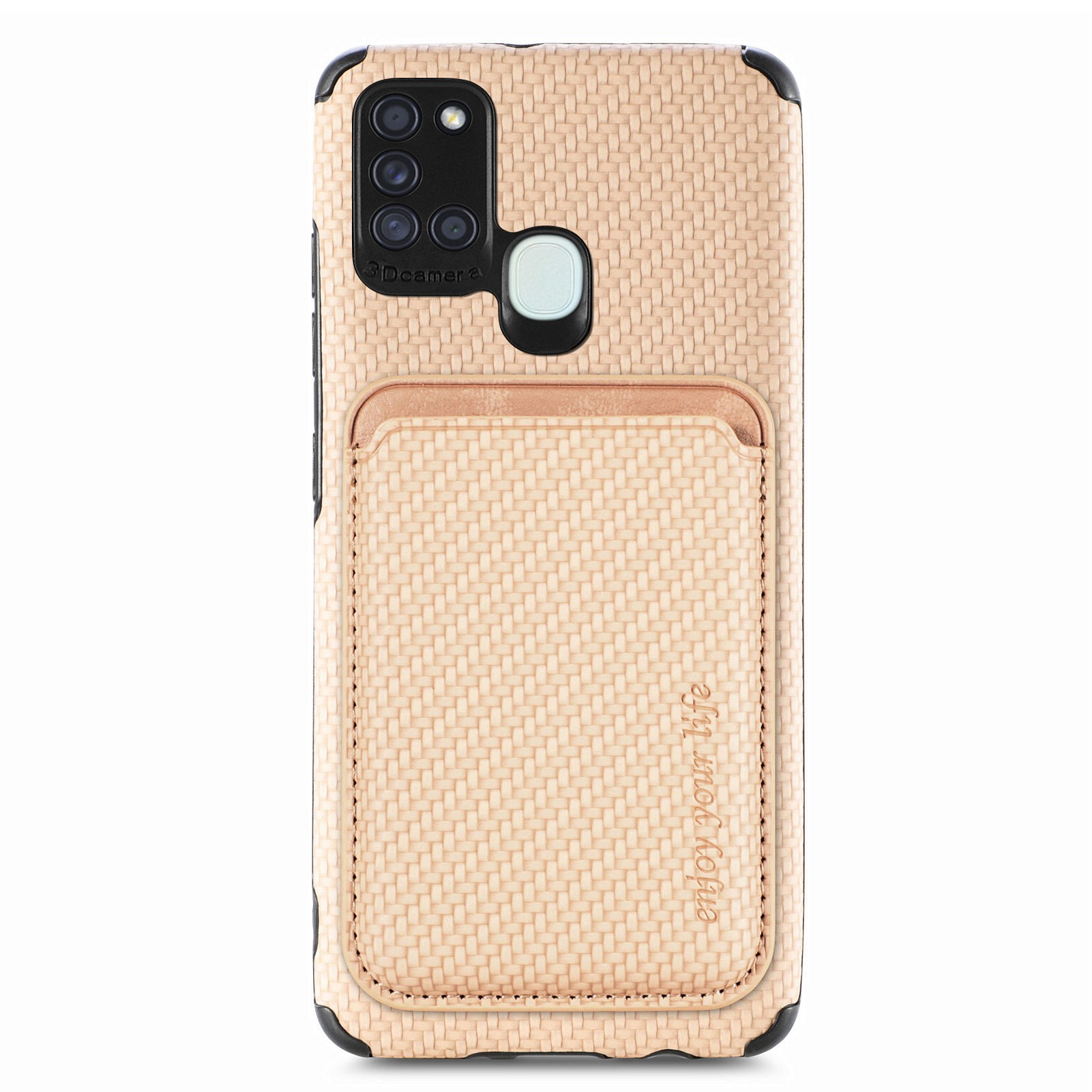 For Samsung Galaxy A21s Phone Case Carbon Fiber Texture PU Leather + TPU + PVC Anti-wear Cover with Magnetic Absorption Detachable Card Holder - Khaki, Galaxy A21s
For Samsung Galaxy A21s Phone Case Carbon Fiber Texture PU Leather + TPU + PVC Anti-wear Cover with Magnetic Absorption Detachable Card Holder - Khaki, Galaxy A21s