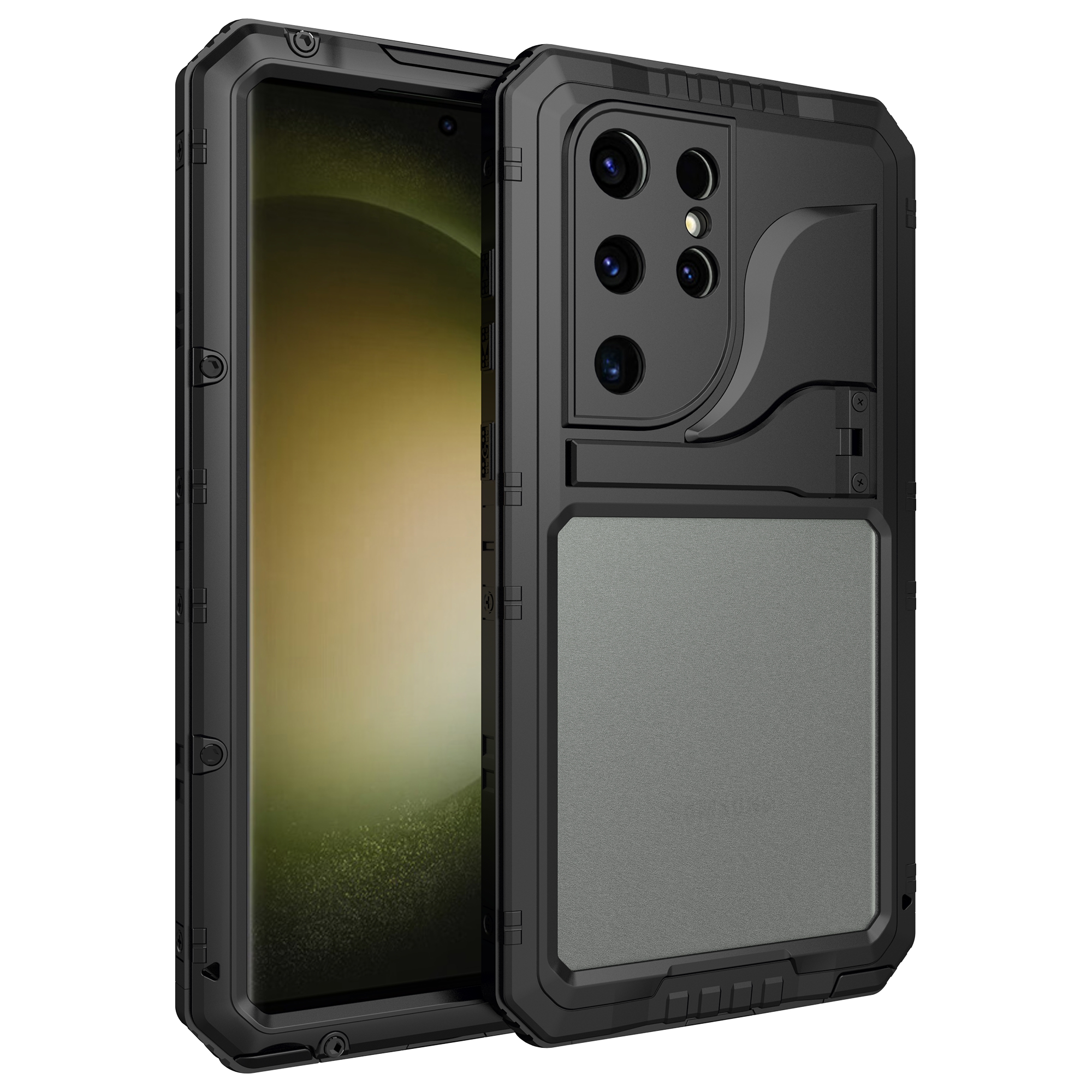 Für Das Samsung Galaxy S23 Ultra IP68 Water of Water of Case Kickstand Metal + Silicon Protective Phone Deckung Mit Bildschirmschutz - Schwarz, Galaxy S23 Ultra
Für Das Samsung Galaxy S23 Ultra IP68 Water of Water of Case Kickstand Metal + Silicon Protective Phone Deckung Mit Bildschirmschutz - Schwarz, Galaxy S23 Ultra