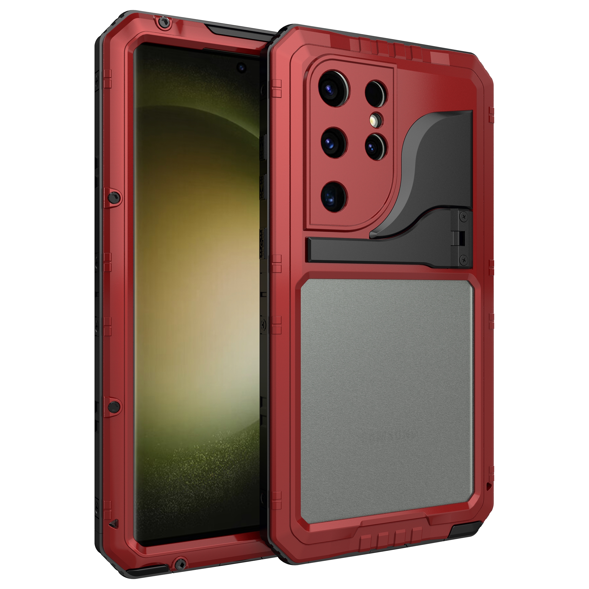 Für Das Samsung Galaxy S23 Ultra IP68 Water of Water of Case Kickstand Metal + Silicon Protective Phone Deckung Mit Bildschirmschutz - Rot, Galaxy S23 Ultra
Für Das Samsung Galaxy S23 Ultra IP68 Water of Water of Case Kickstand Metal + Silicon Protective Phone Deckung Mit Bildschirmschutz - Rot, Galaxy S23 Ultra