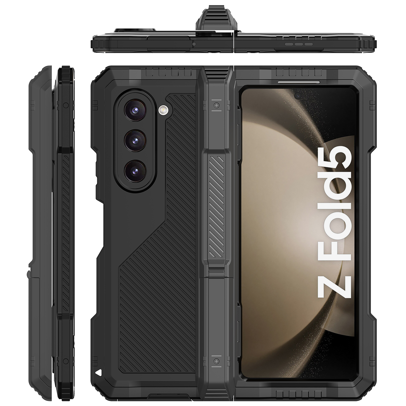 Für Samsung Galaxy Z Fold5 5G Aluminiumlegierung + Silicon Phone Kickstand Hülle Schockdichte Schutzschutz Mit PET -bildschirmschutz - Schwarz, Galaxy Z Fold5 5G
Für Samsung Galaxy Z Fold5 5G Aluminiumlegierung + Silicon Phone Kickstand Hülle Schockdichte Schutzschutz Mit PET -bildschirmschutz - Schwarz, Galaxy Z Fold5 5G