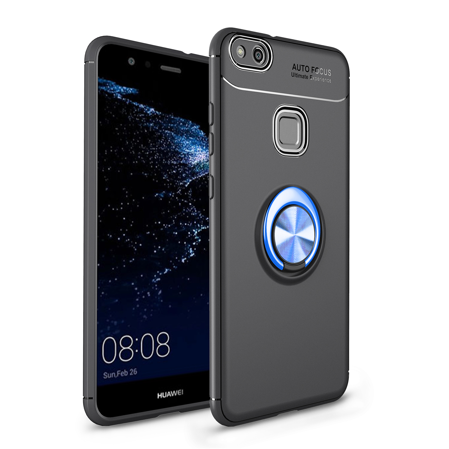 Finger Ring Kickstand TPU Gel Case for Huawei P10 Lite (Built-in Magnetic Holder Metal Sheet) - Black / Blue
Finger Ring Kickstand TPU Gel Case for Huawei P10 Lite (Built-in Magnetic Holder Metal Sheet) - Black / Blue