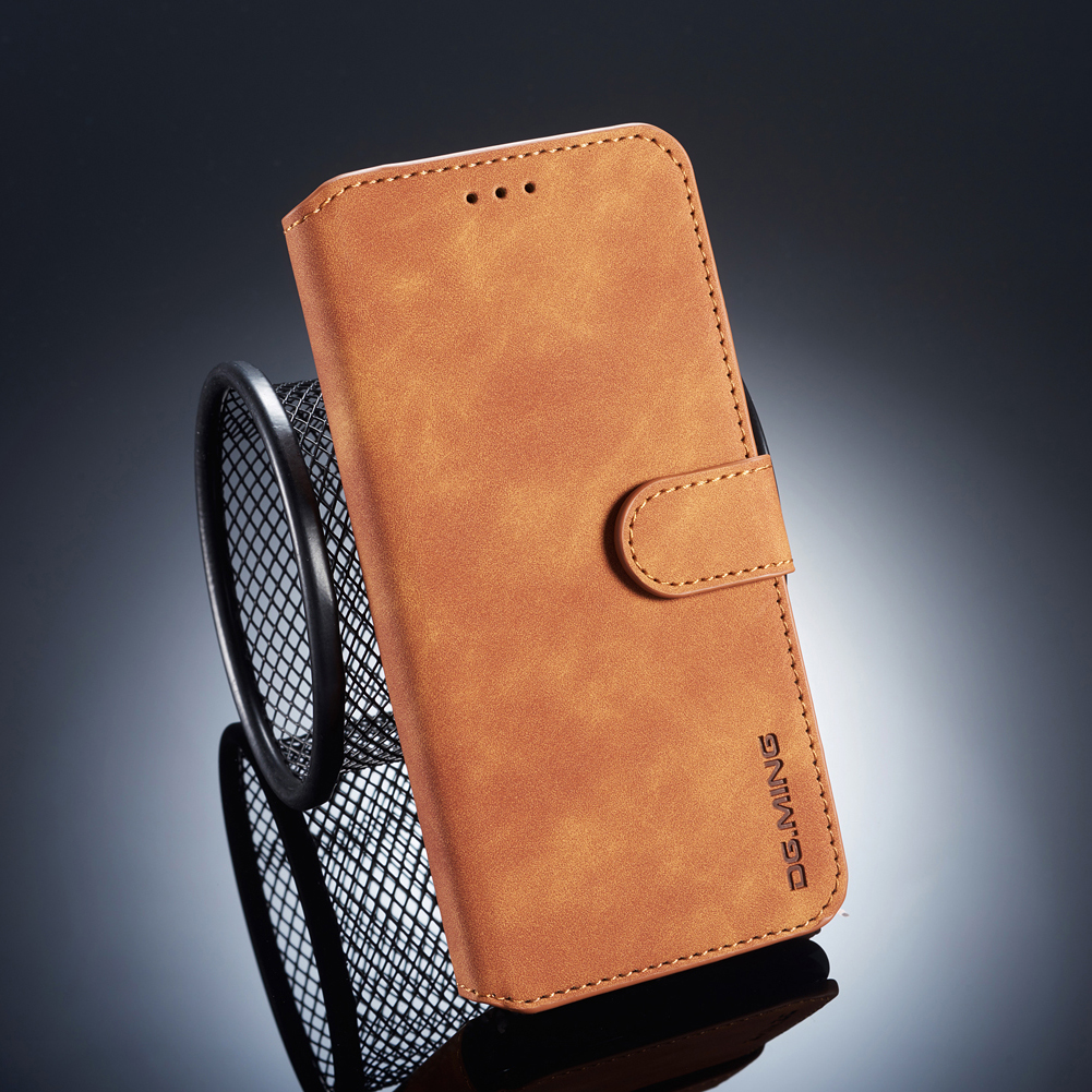 Dg. Ming Retro Style Leder Brieftasche Deckschale Für Huawei P20 Pro - Braun, Huawei P20 Pro